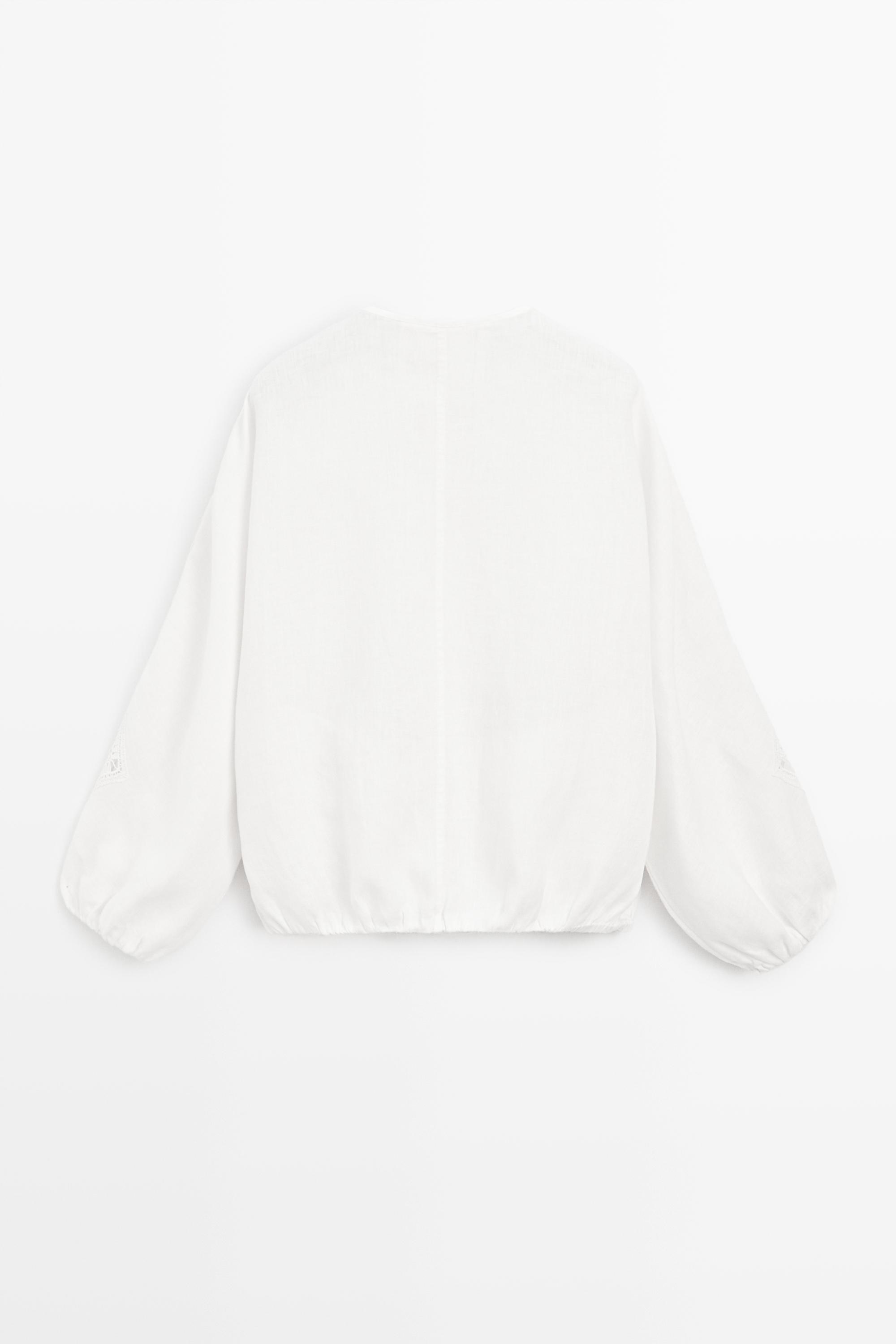 100% linen bomber jacket with embroidered detail — WHITE