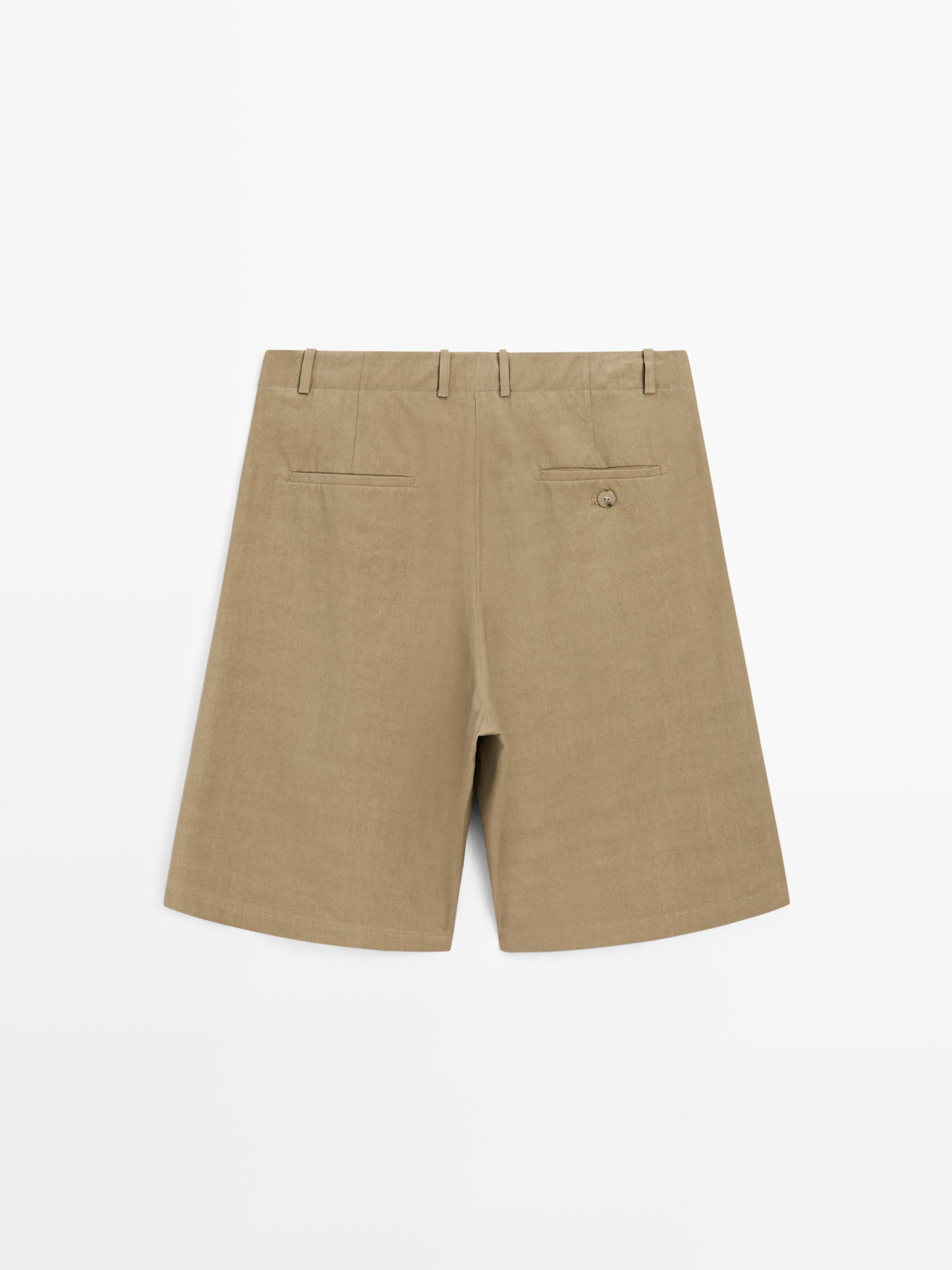 Bermuda shorts with crossover fastening - STUDIO — KHAKI