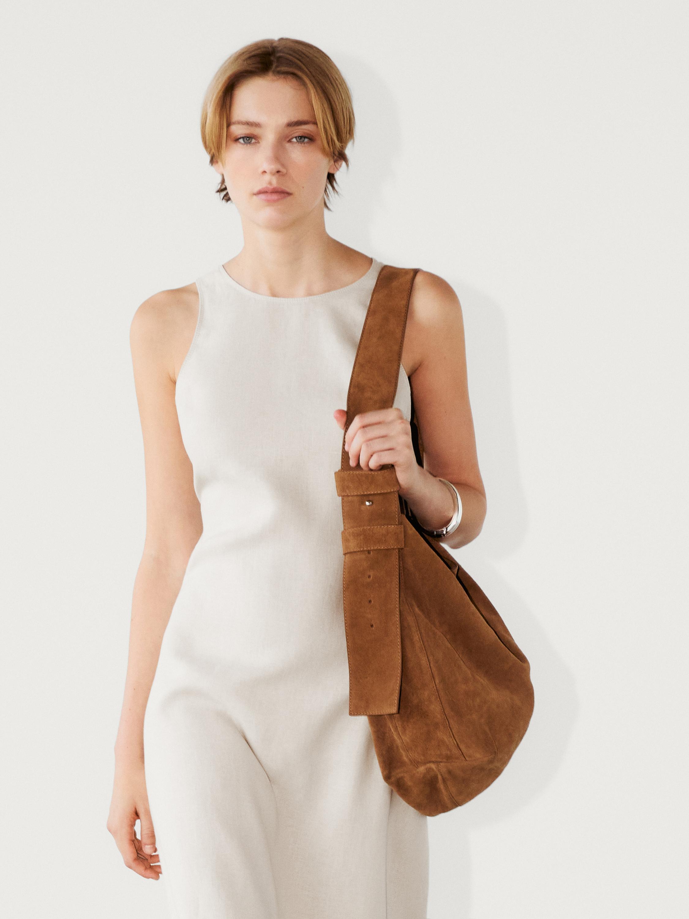 100% linen crew neck midi dress