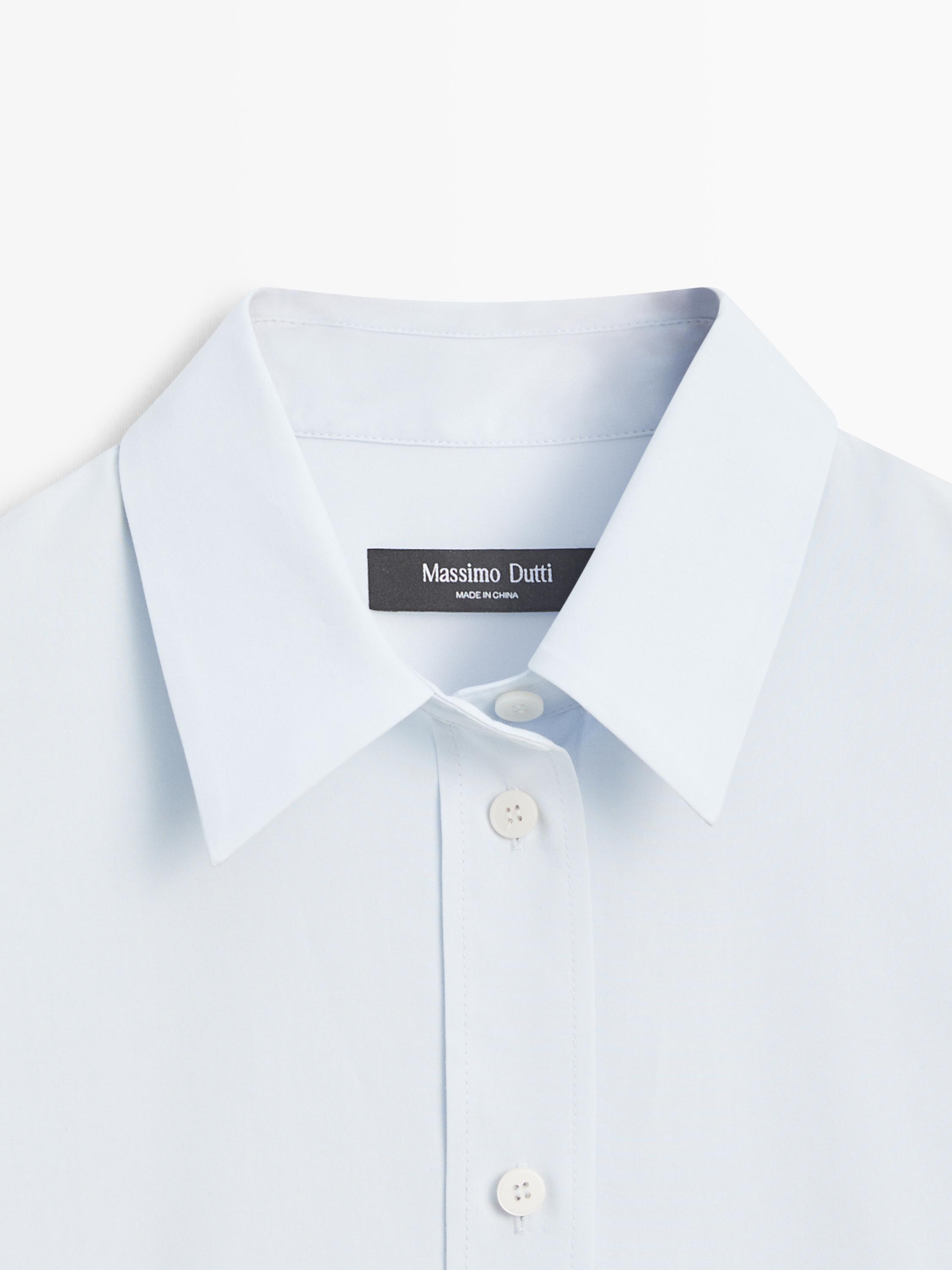 Poplin and cotton blend shirt — SKY BLUE