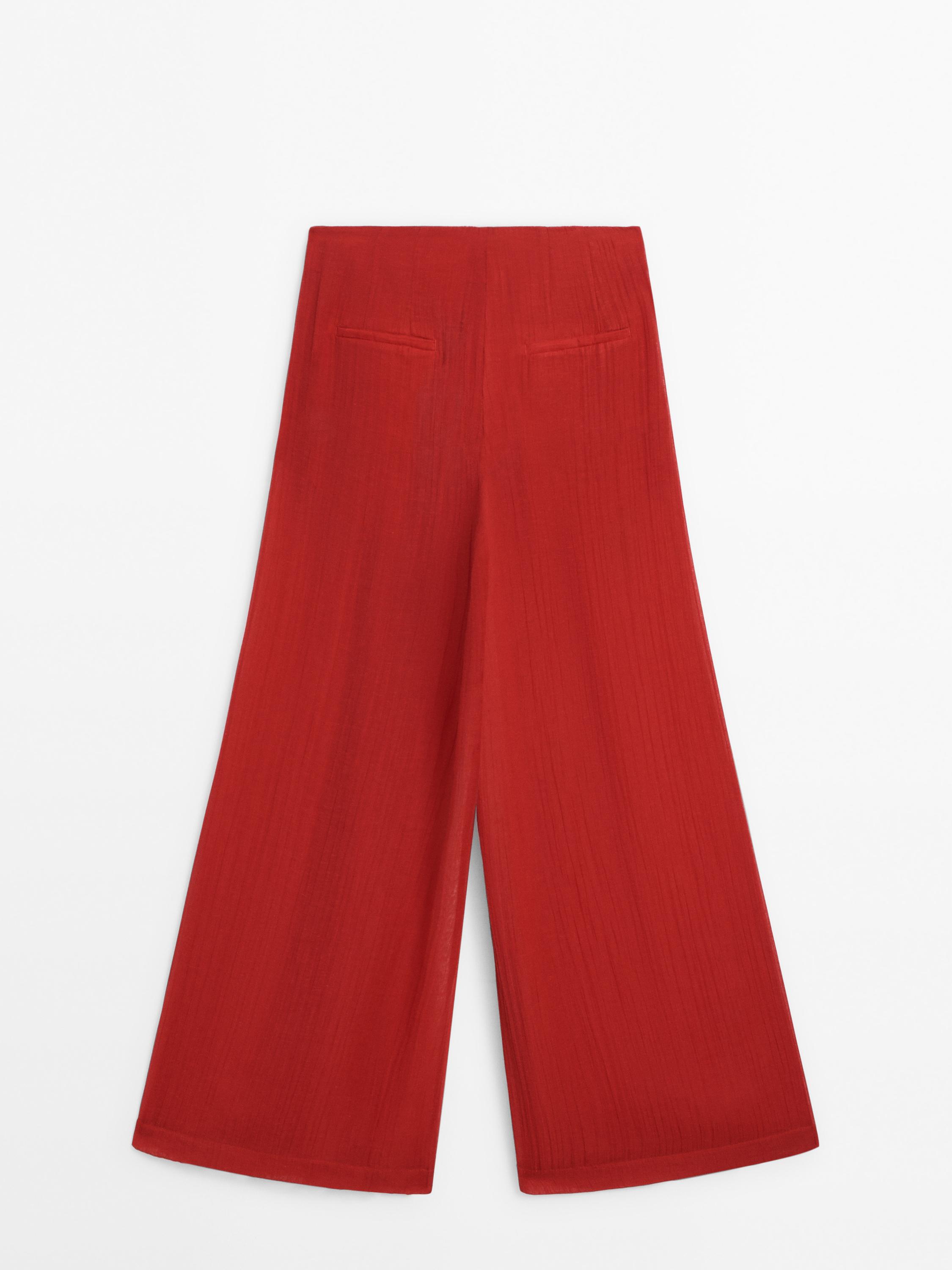 Pantalon fluide à pinces avec 10% de lin