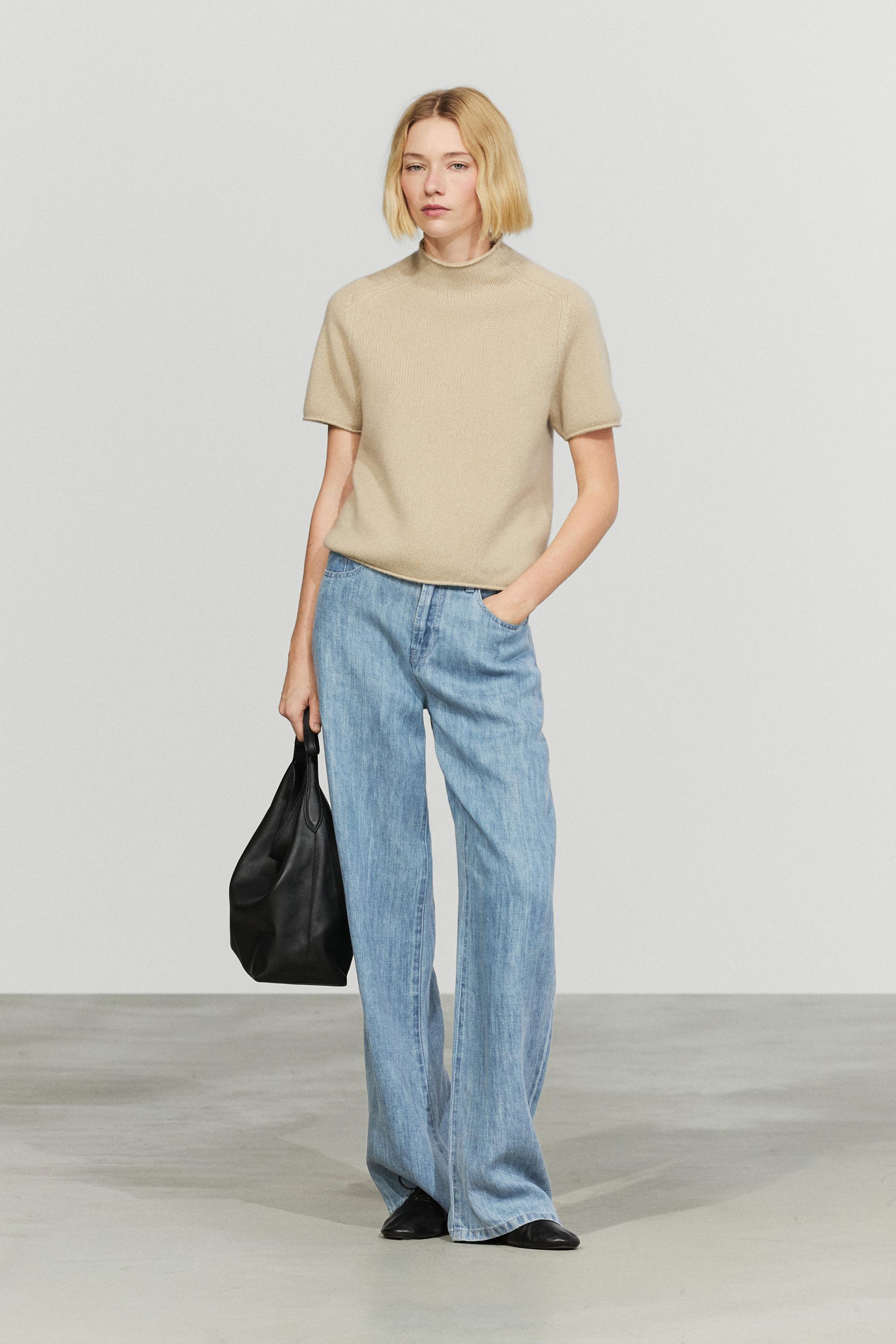 100% Cashmere Mock Turtleneck Sweater — MINK