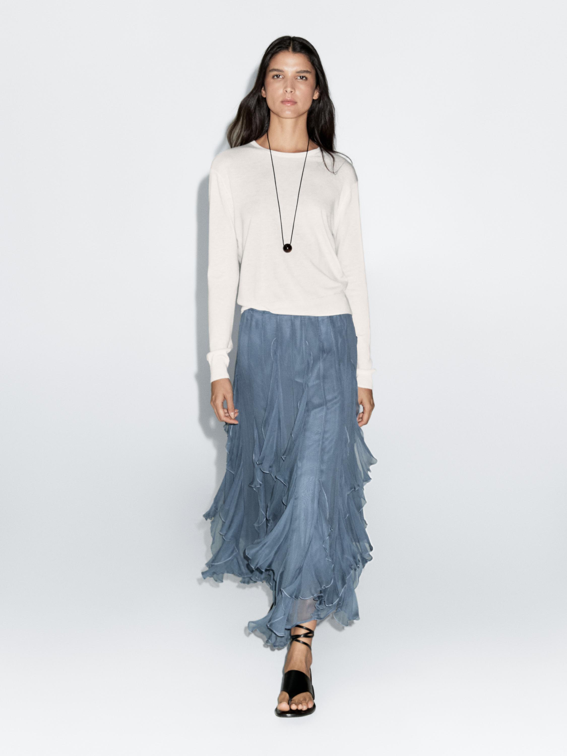 Midi skirt with ruffle detail