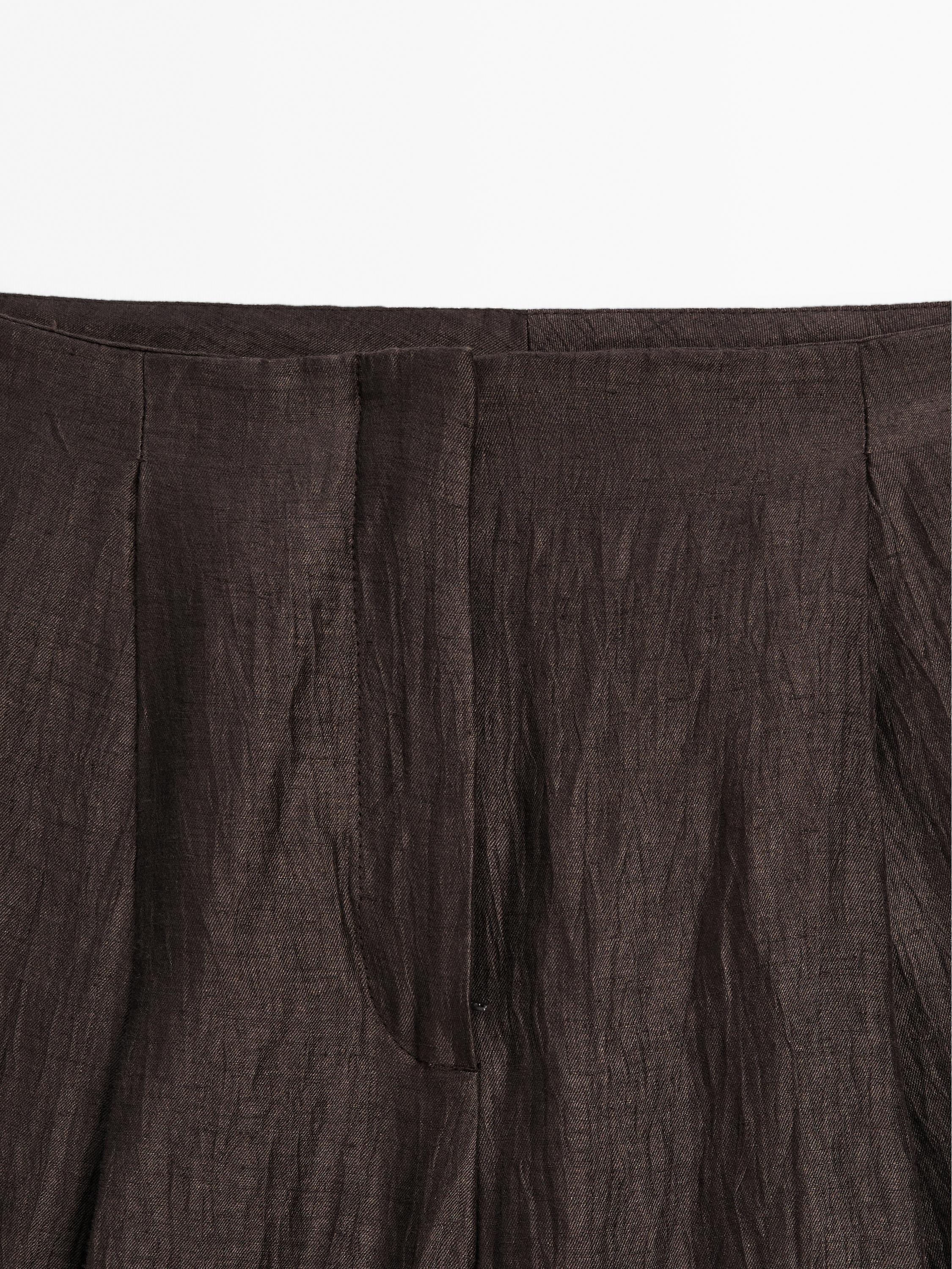 Flowing linen blend trousers with darts