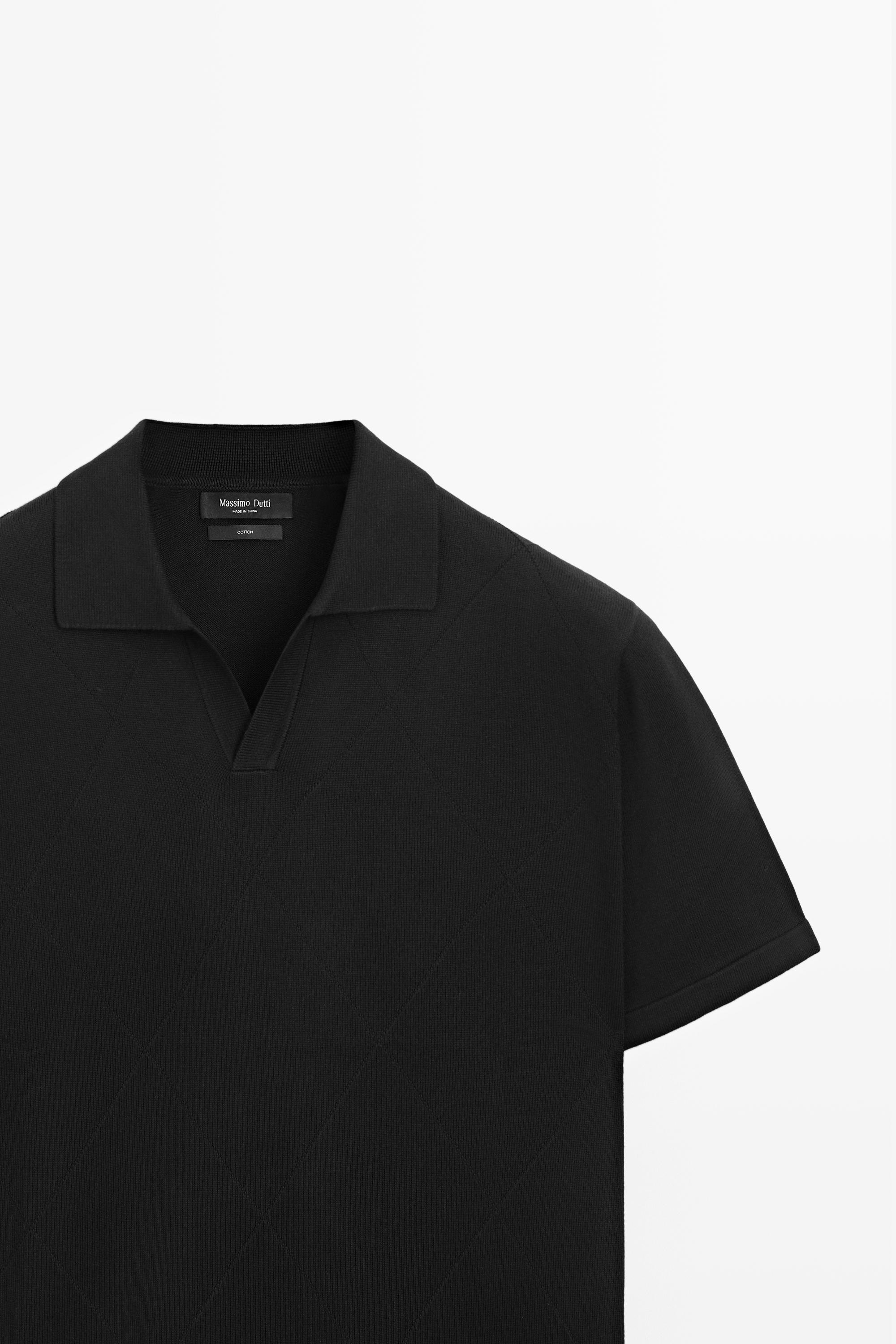 100% cotton intarsia knit polo shirt · Black, Navy Blue, Burgundy