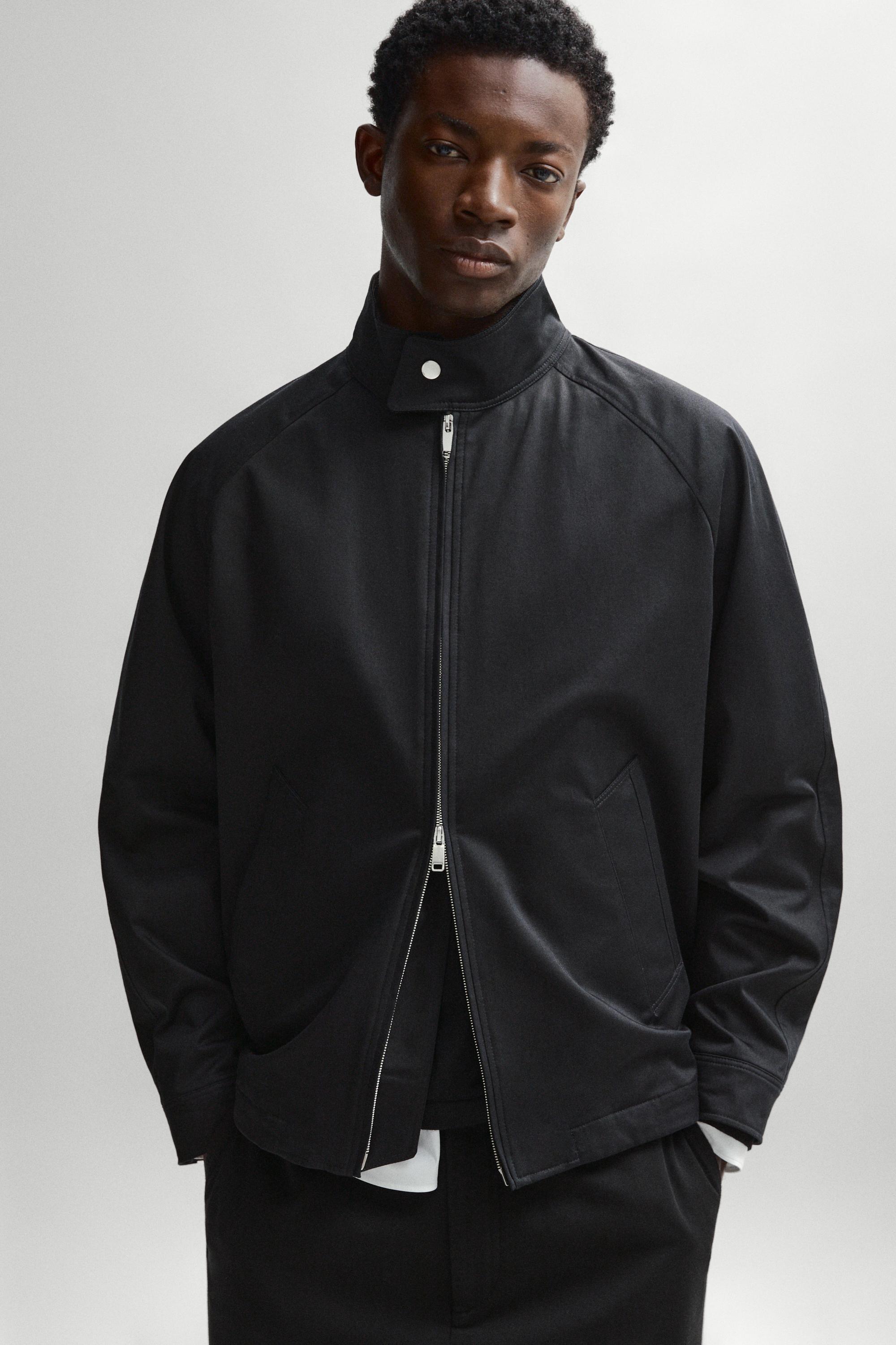 Bomber jacket with collar detail — DARK NAVY