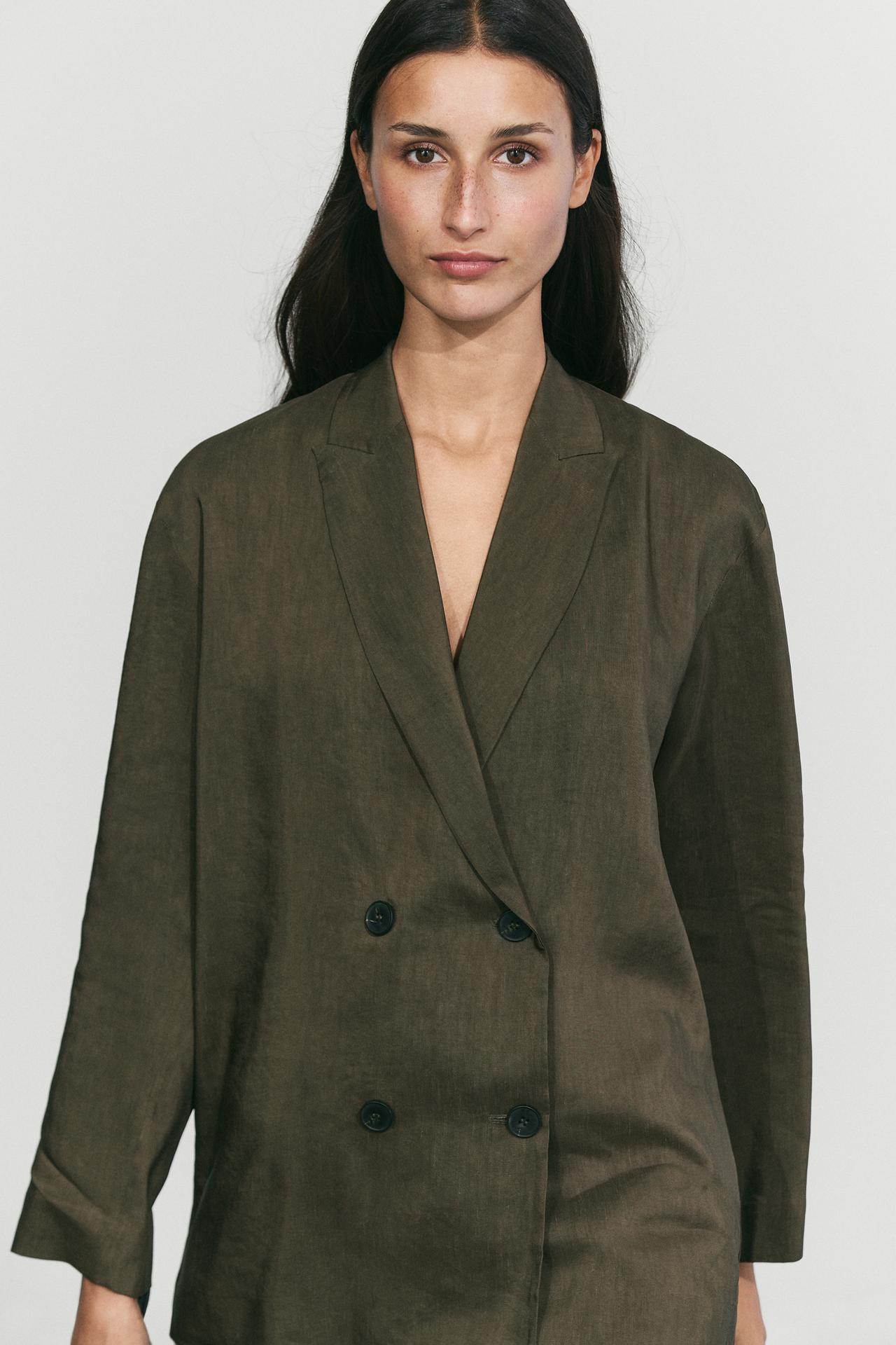 Fluid total-look blazer — DARK KHAKI