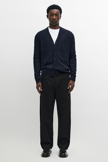 100% wool knit button cardigan — DARK NAVY 1