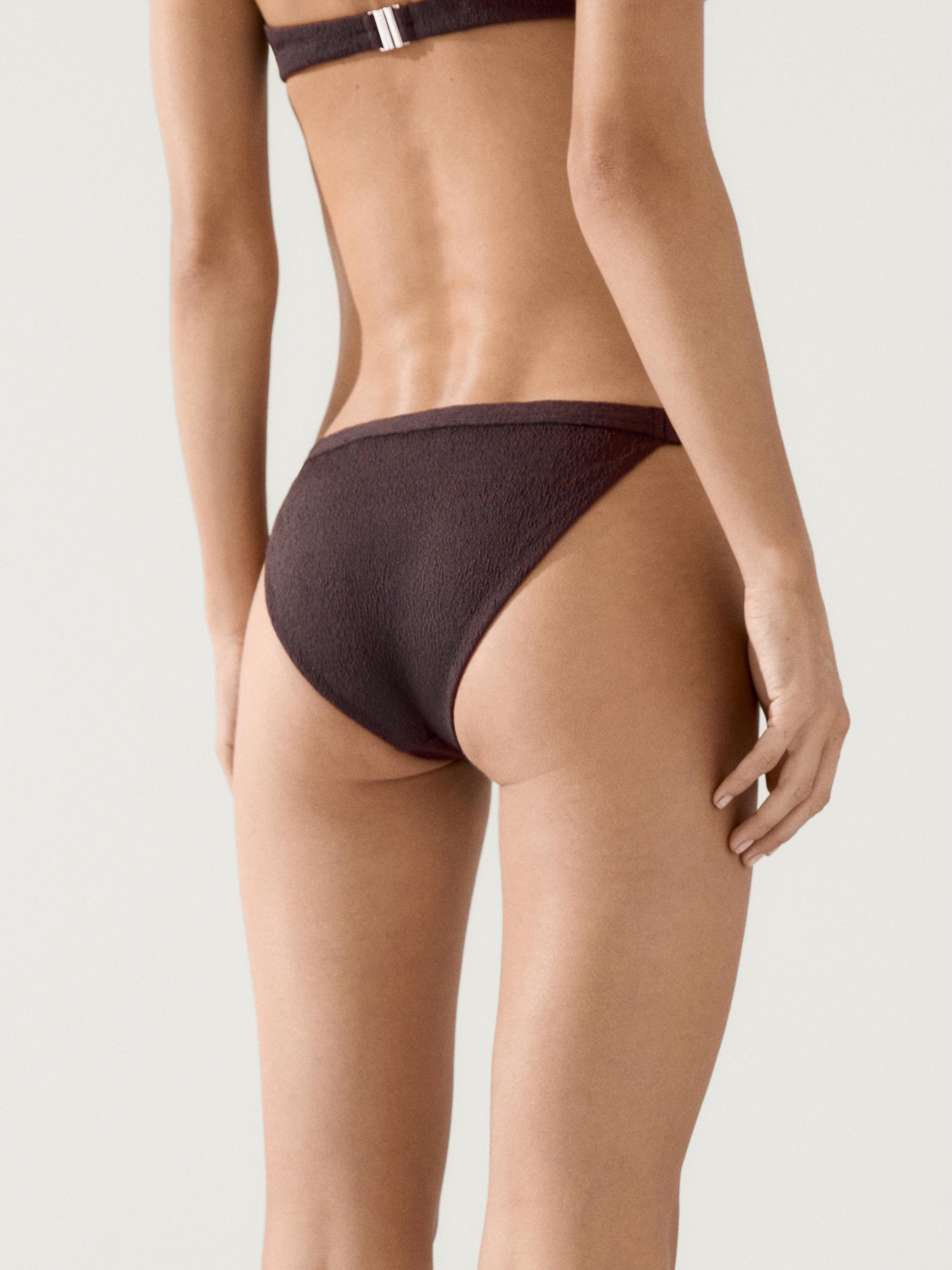 Textured bikini bottoms — BROWN