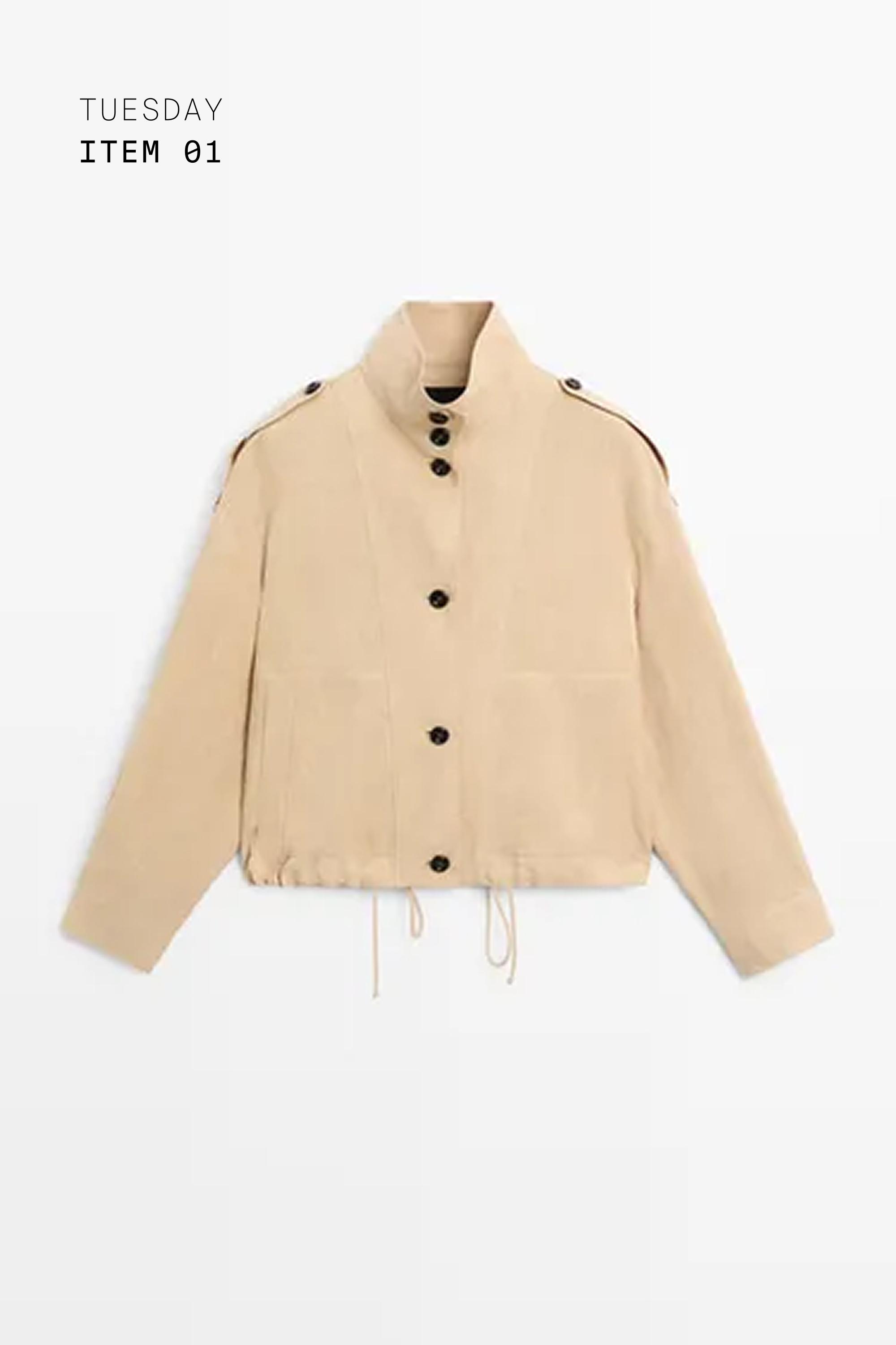 100% linen fluid bomber jacket — MUSTARD YELLOW
