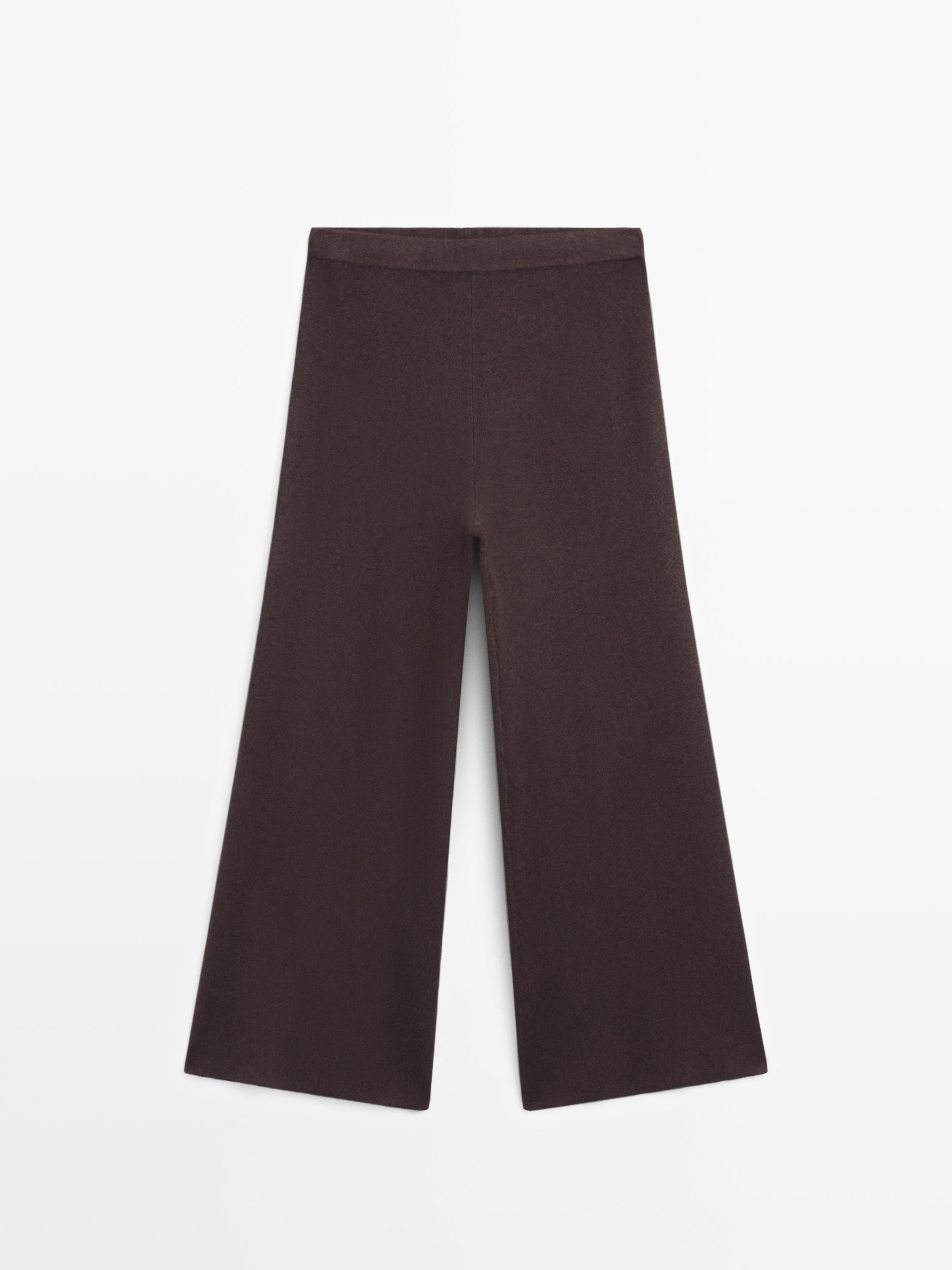 Wide-leg knit trousers