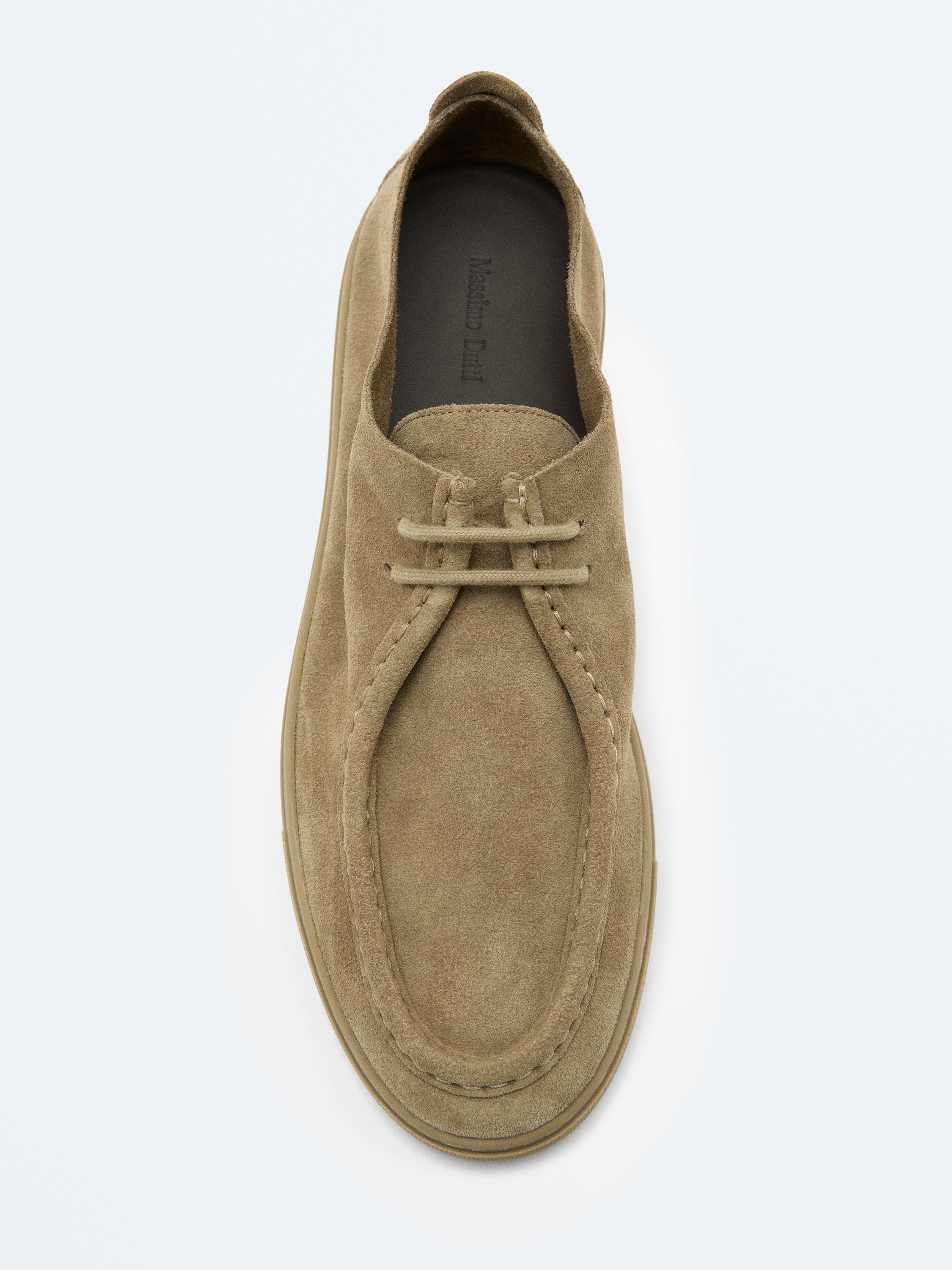Soft leather moc toe shoes — SAND