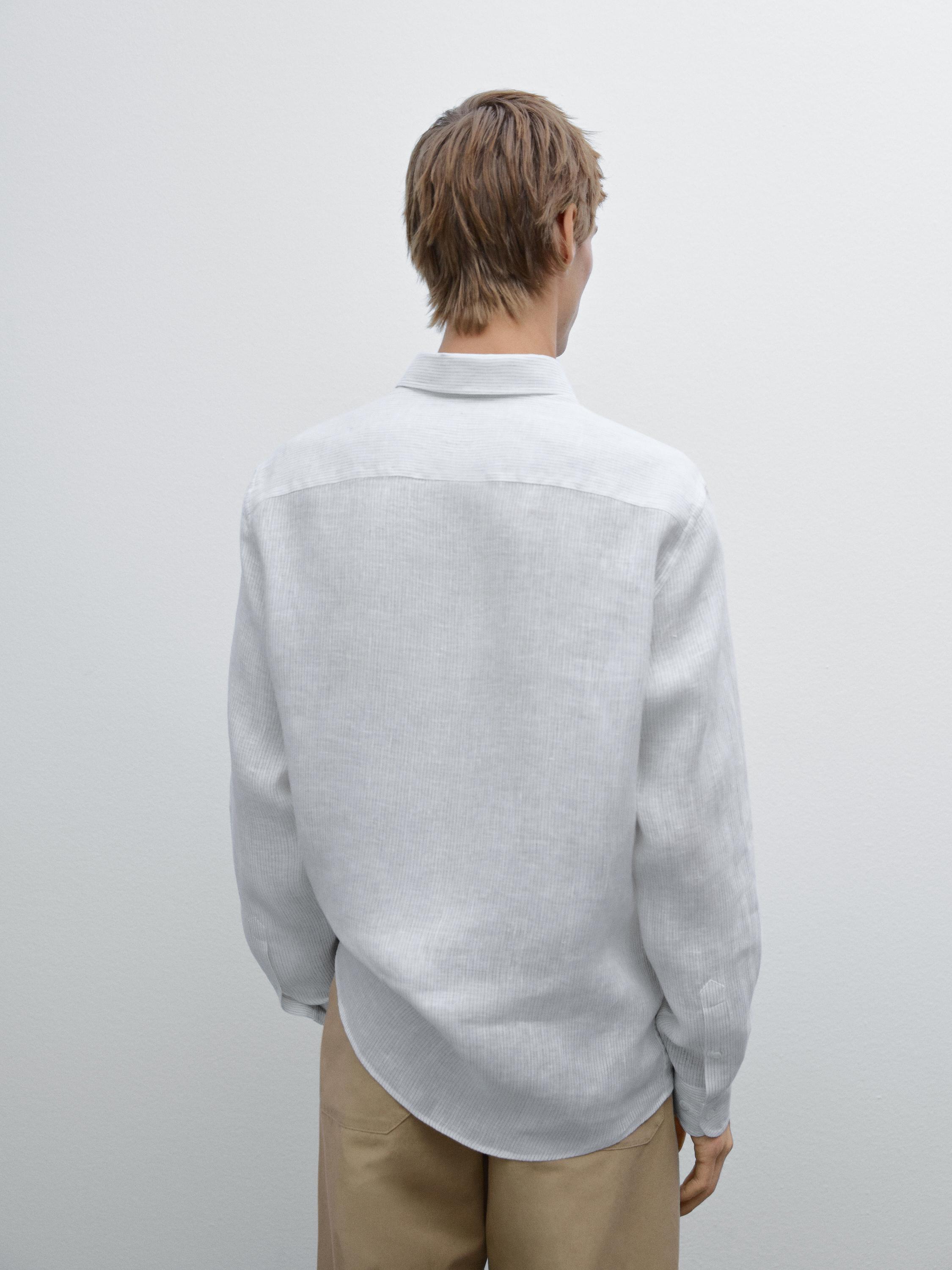 Regular fit striped linen shirt