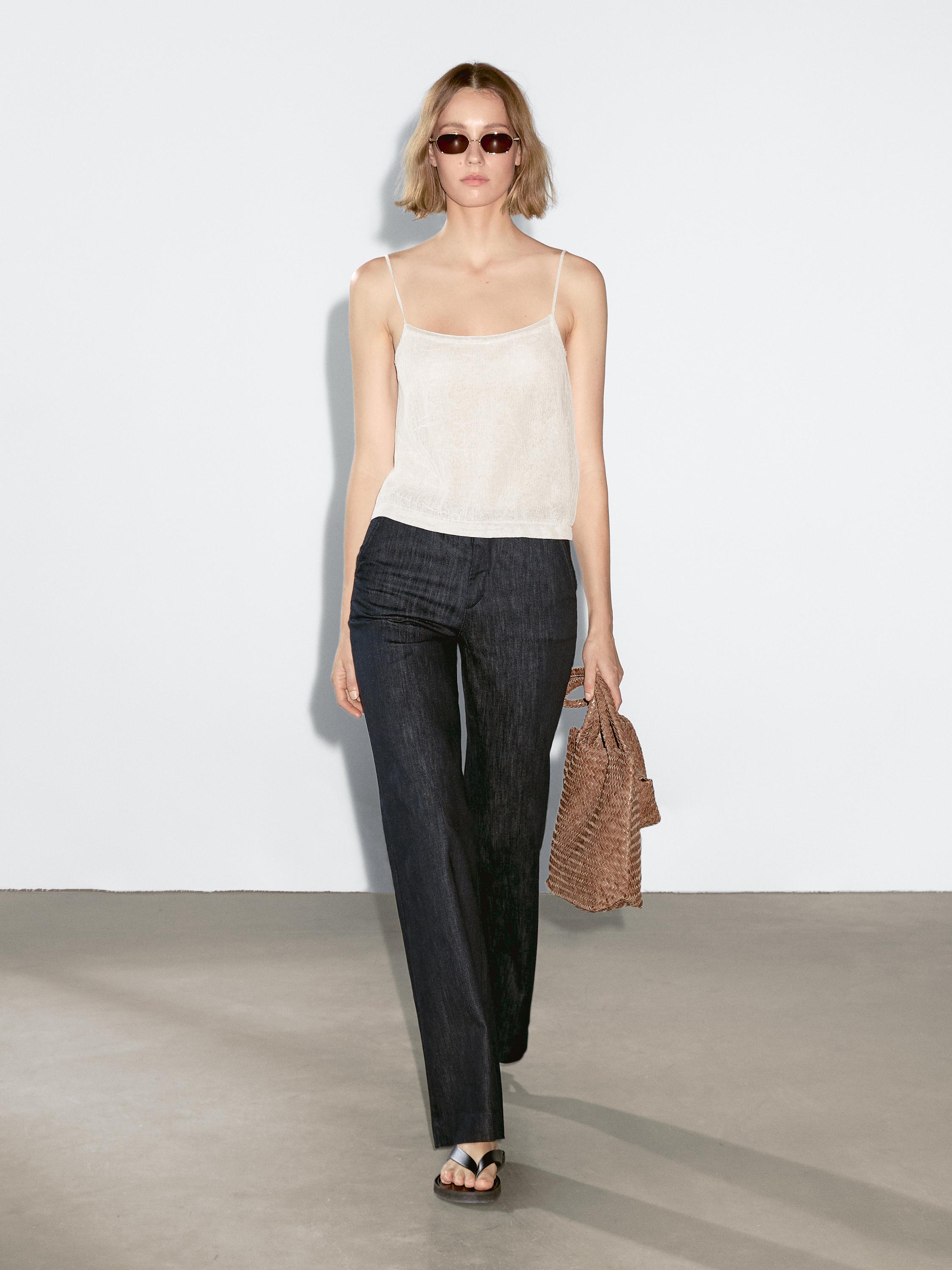 Flowing strappy top with embroidery