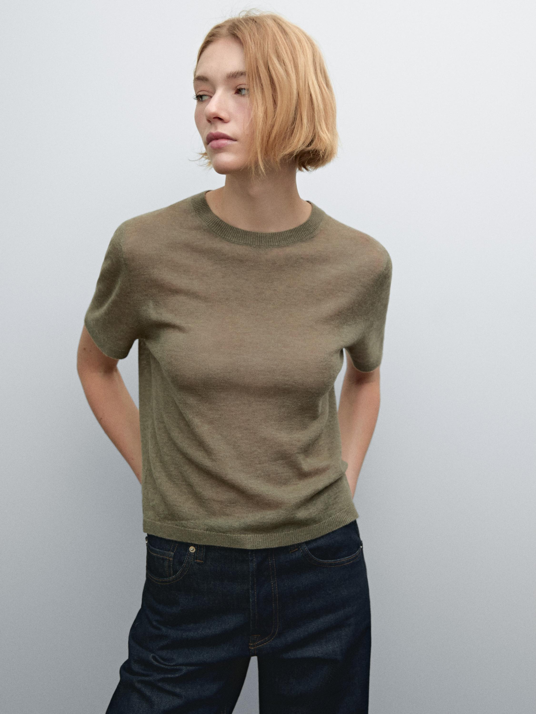 Shirt aus 100 % Wolle mit lockerem Strickmuster