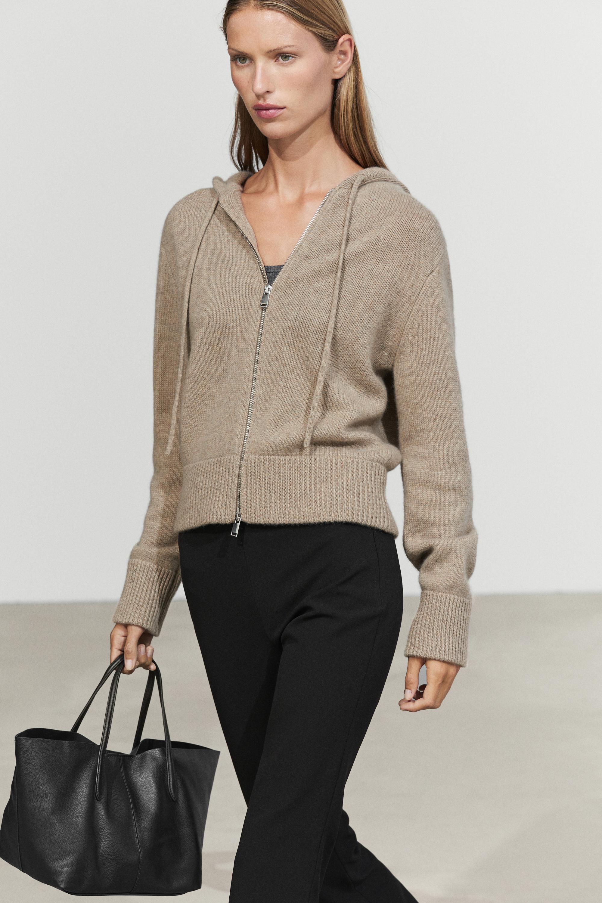 Cárdigan cremallera con capucha 100% cashmere
