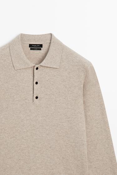 100% cashmere knit polo sweater — SAND BROWN 4