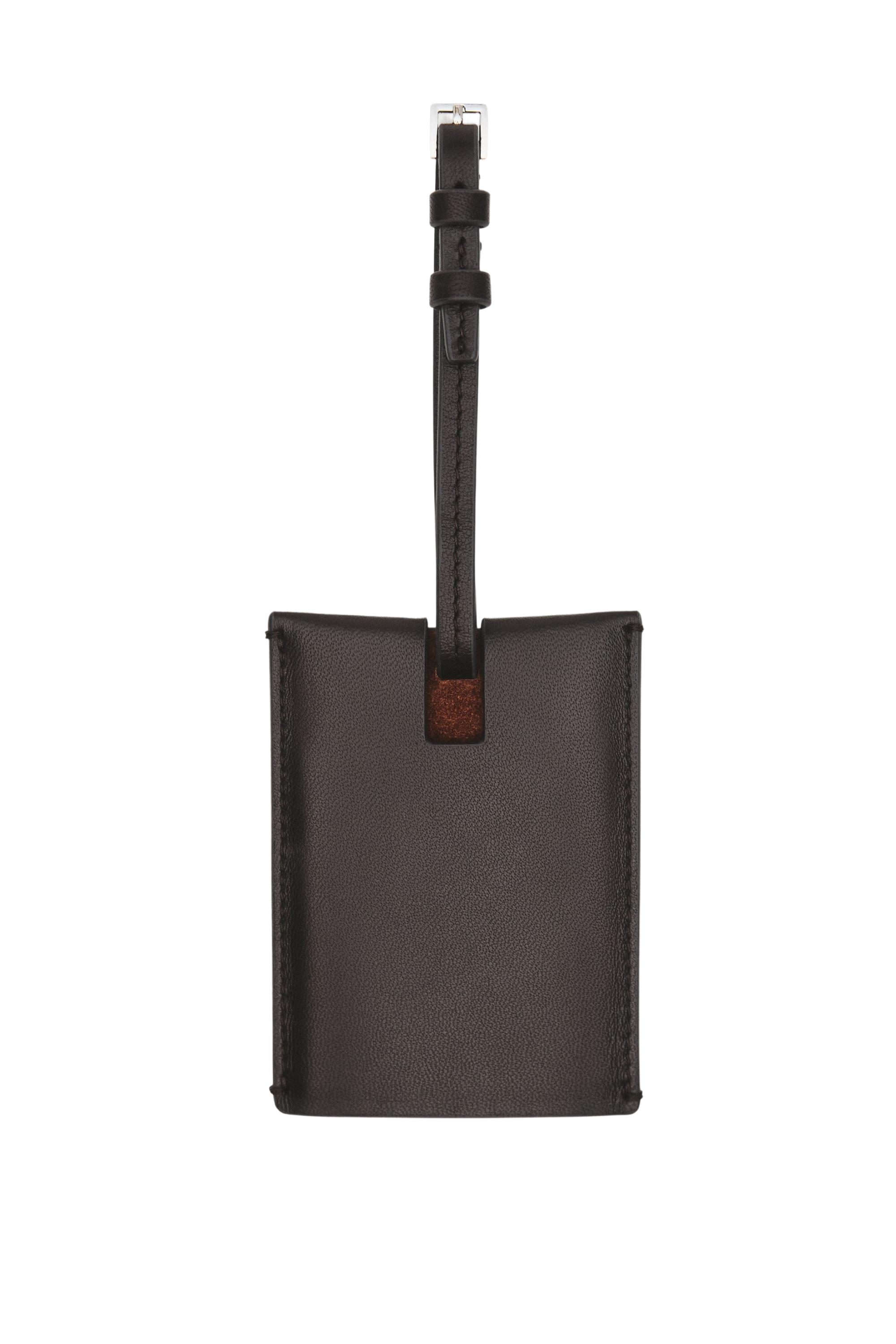 Nappa leather luggage tag — BROWN