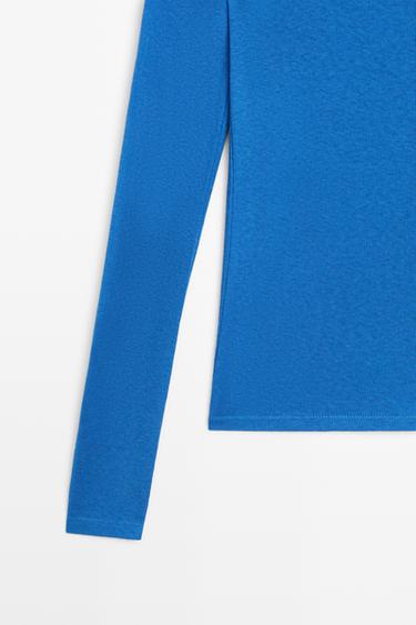 Cotton blend knit T-shirt — BLUISH 7