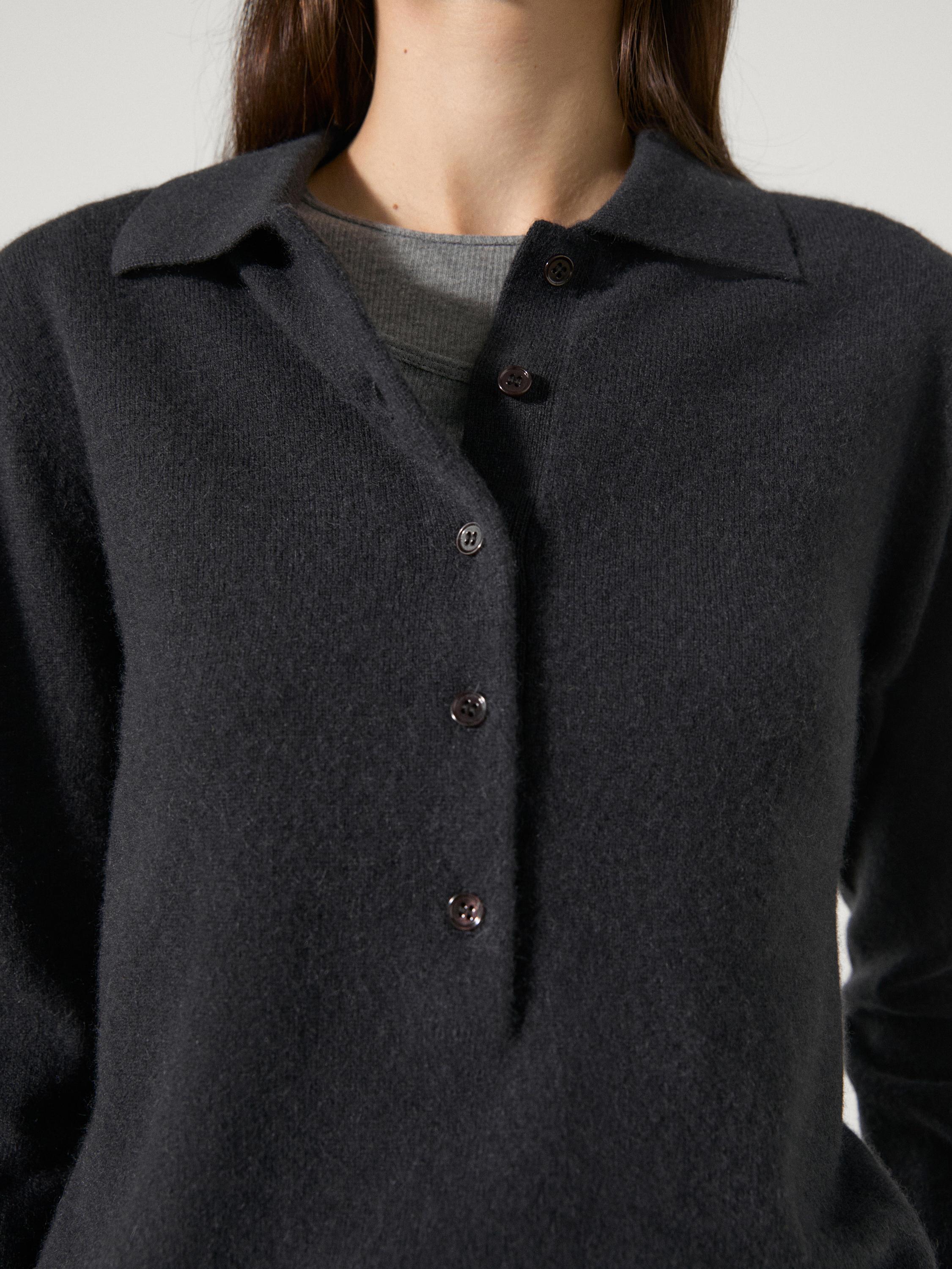 Pull polo en maille 100 % cachemire
