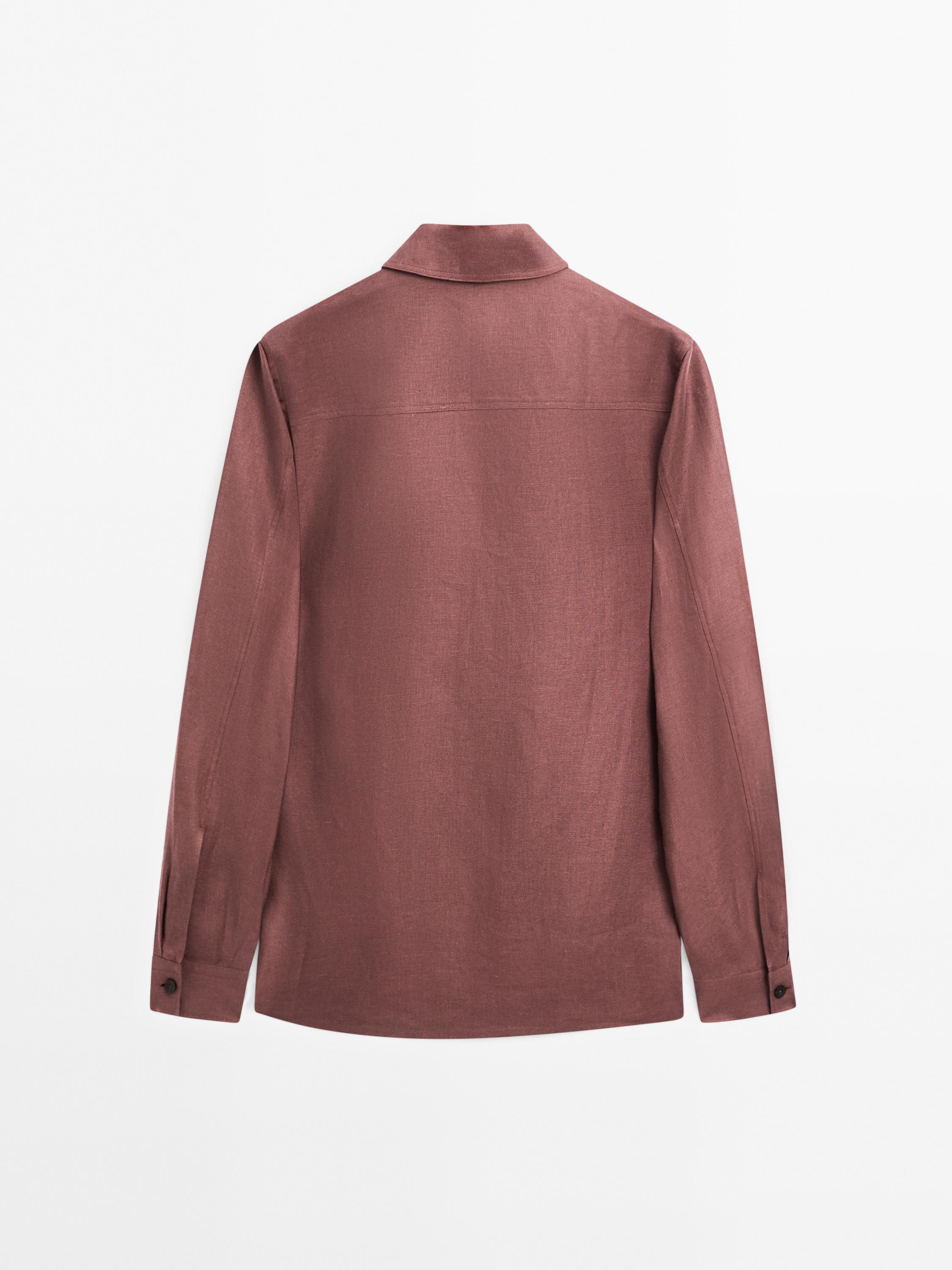 100% linen overshirt with pockets
