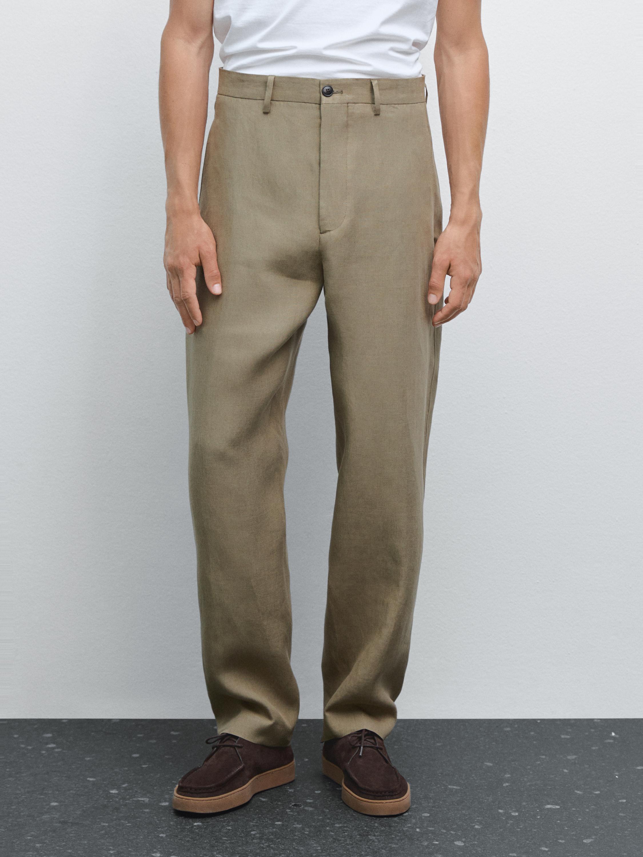 100% linen suit trousers