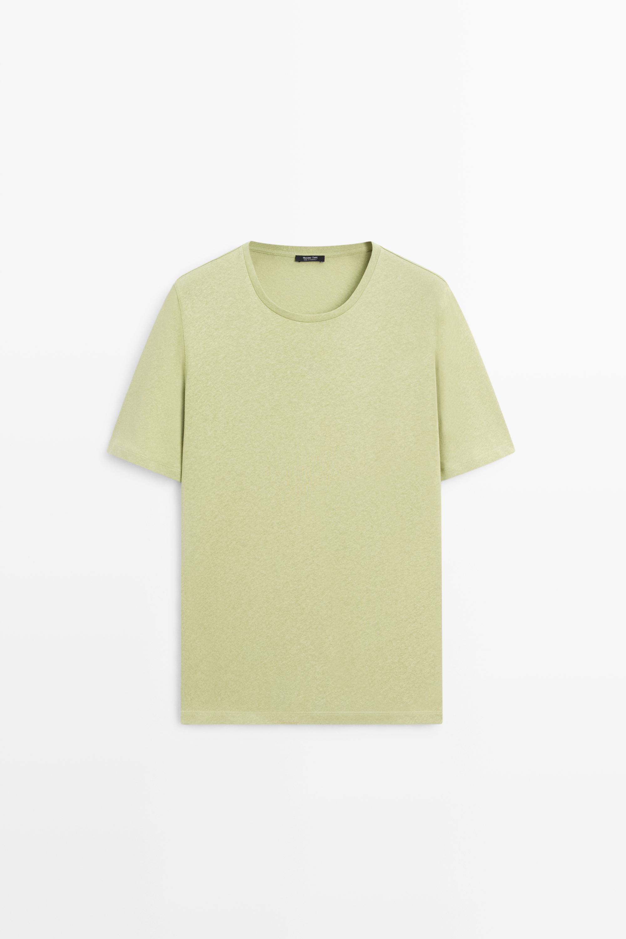 Short sleeve linen and cotton T-shirt — GREEN