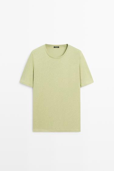 Short sleeve linen and cotton T-shirt — GREEN 2