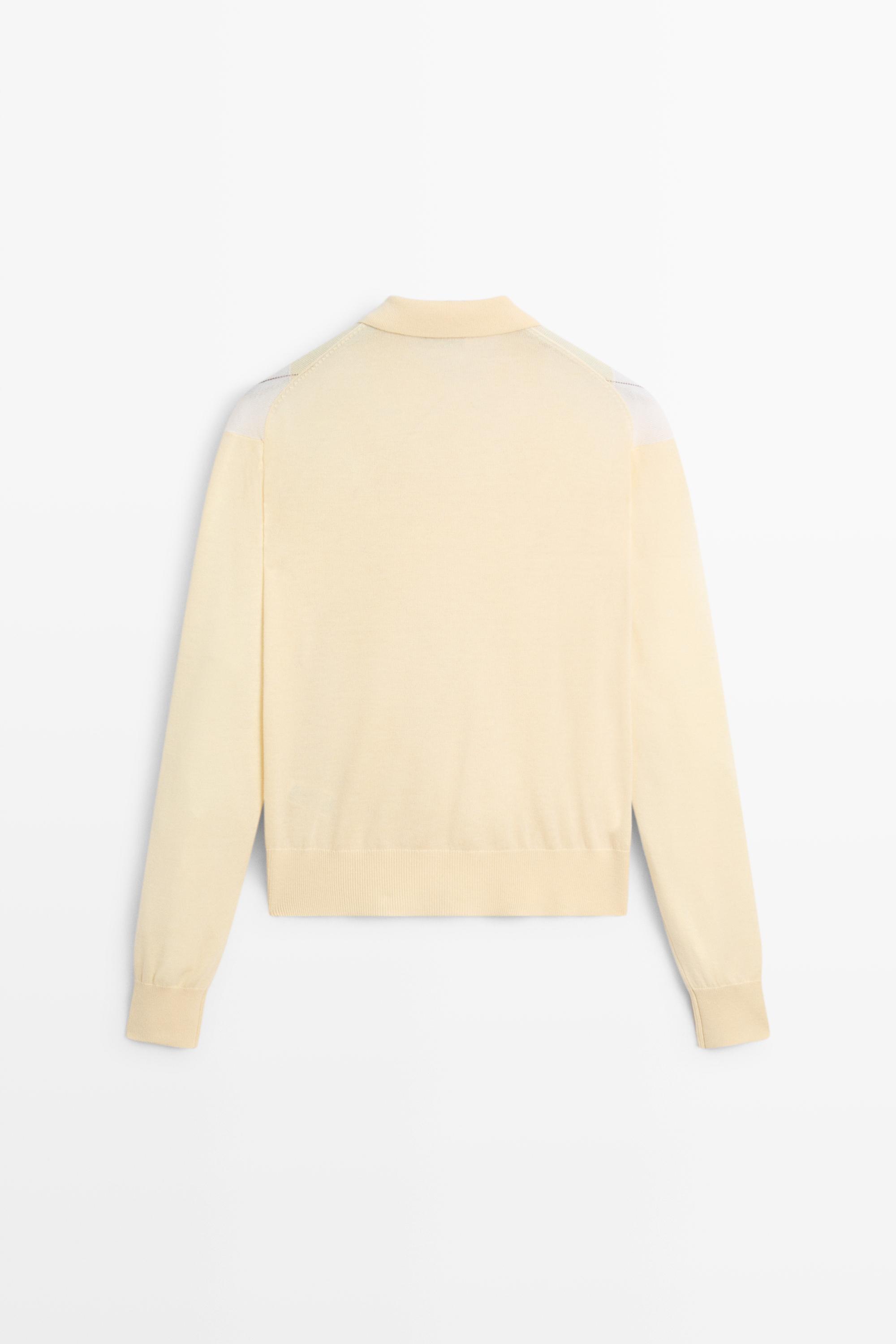 Argyle knit polo sweater — Vanilla
