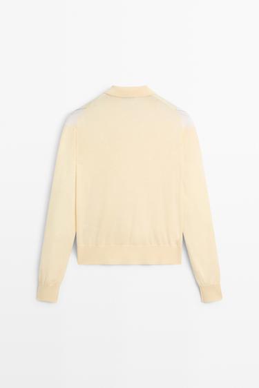 Argyle detail knit polo sweater — Vanilla 6