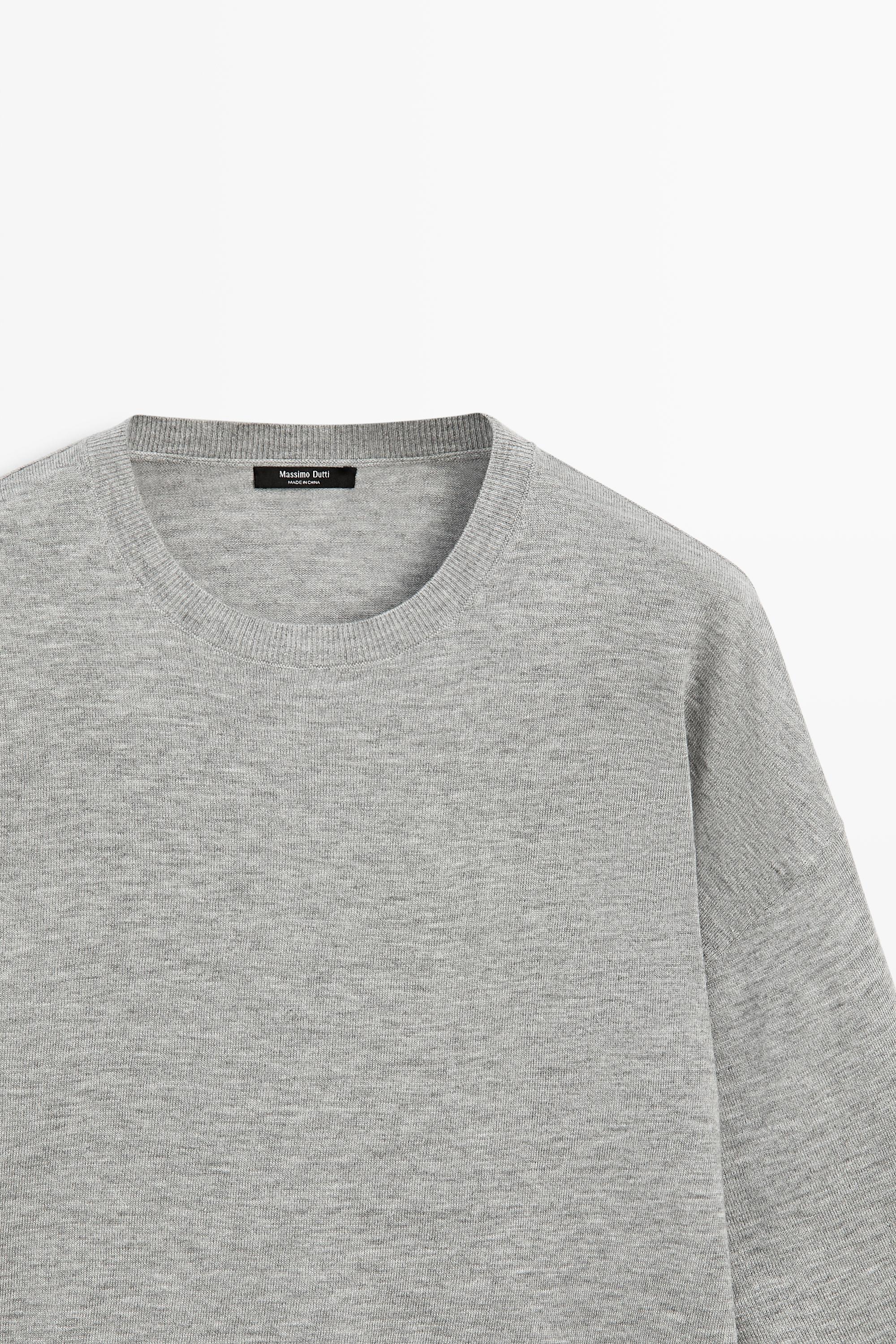 Round neck knit sweater — GREY MARL