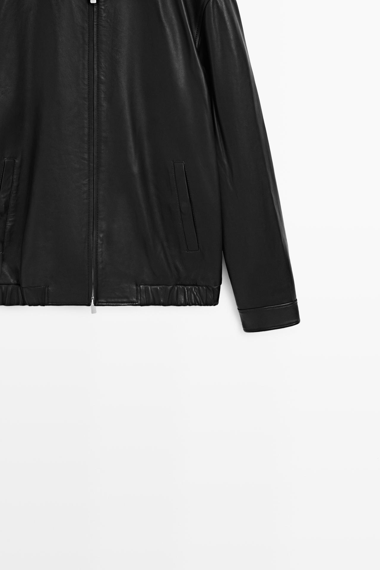 Jacket with nappa leather collar detail — BLACK