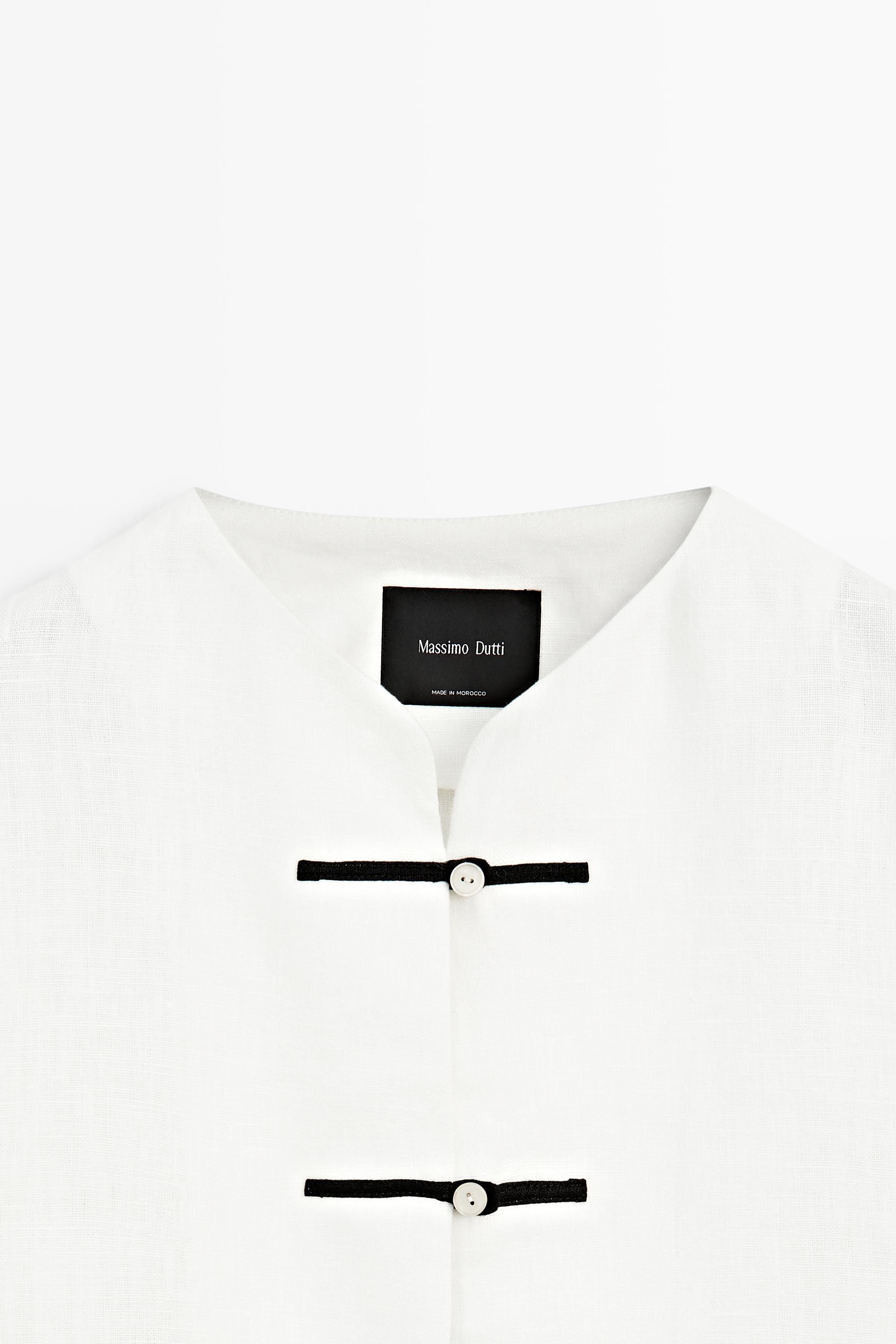 100% linen flowing shirt with button detail — Off white