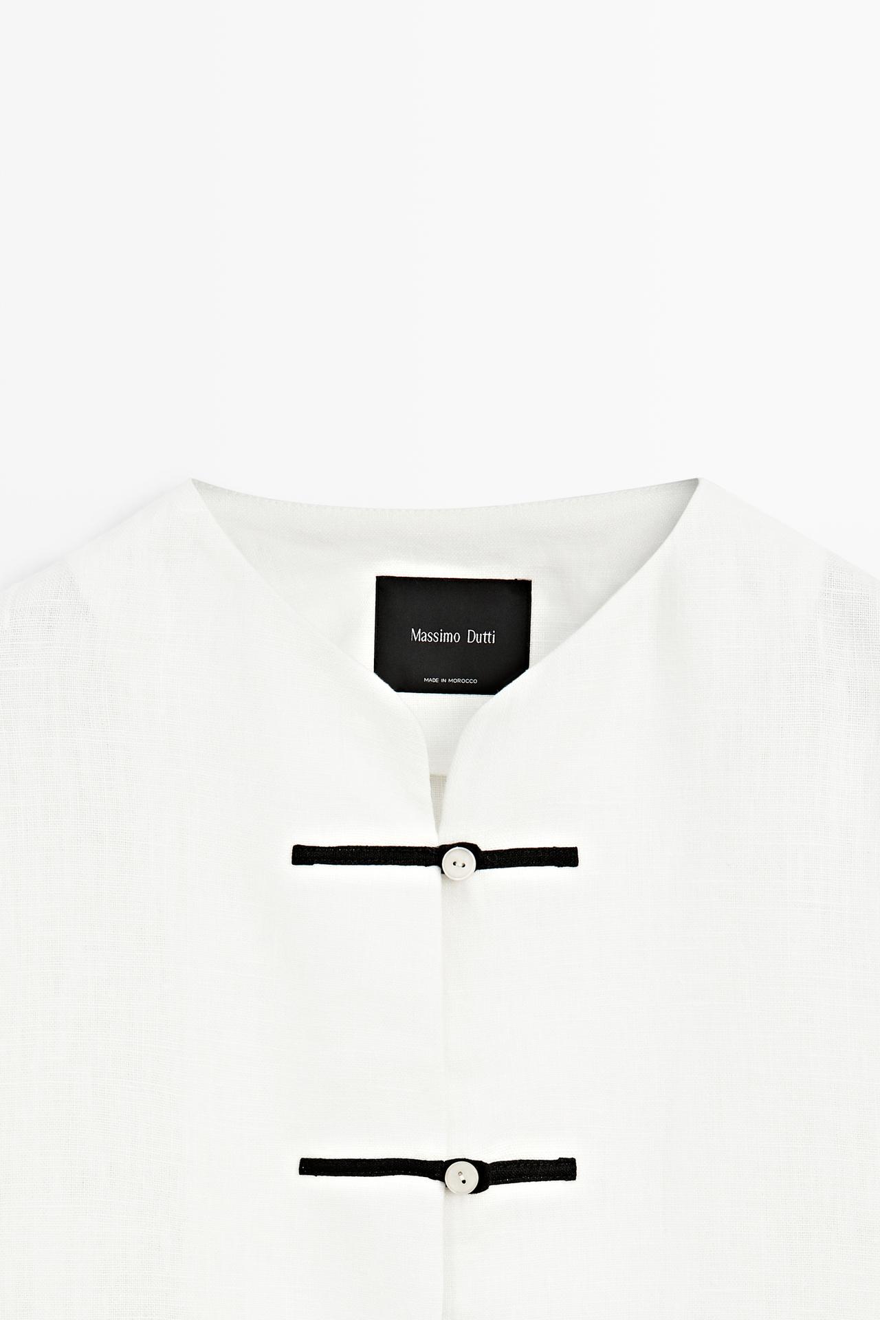 100% linen flowing shirt with button detail — Off white