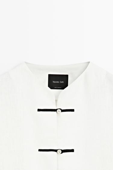 100% linen flowing shirt with button detail — Off white 9
