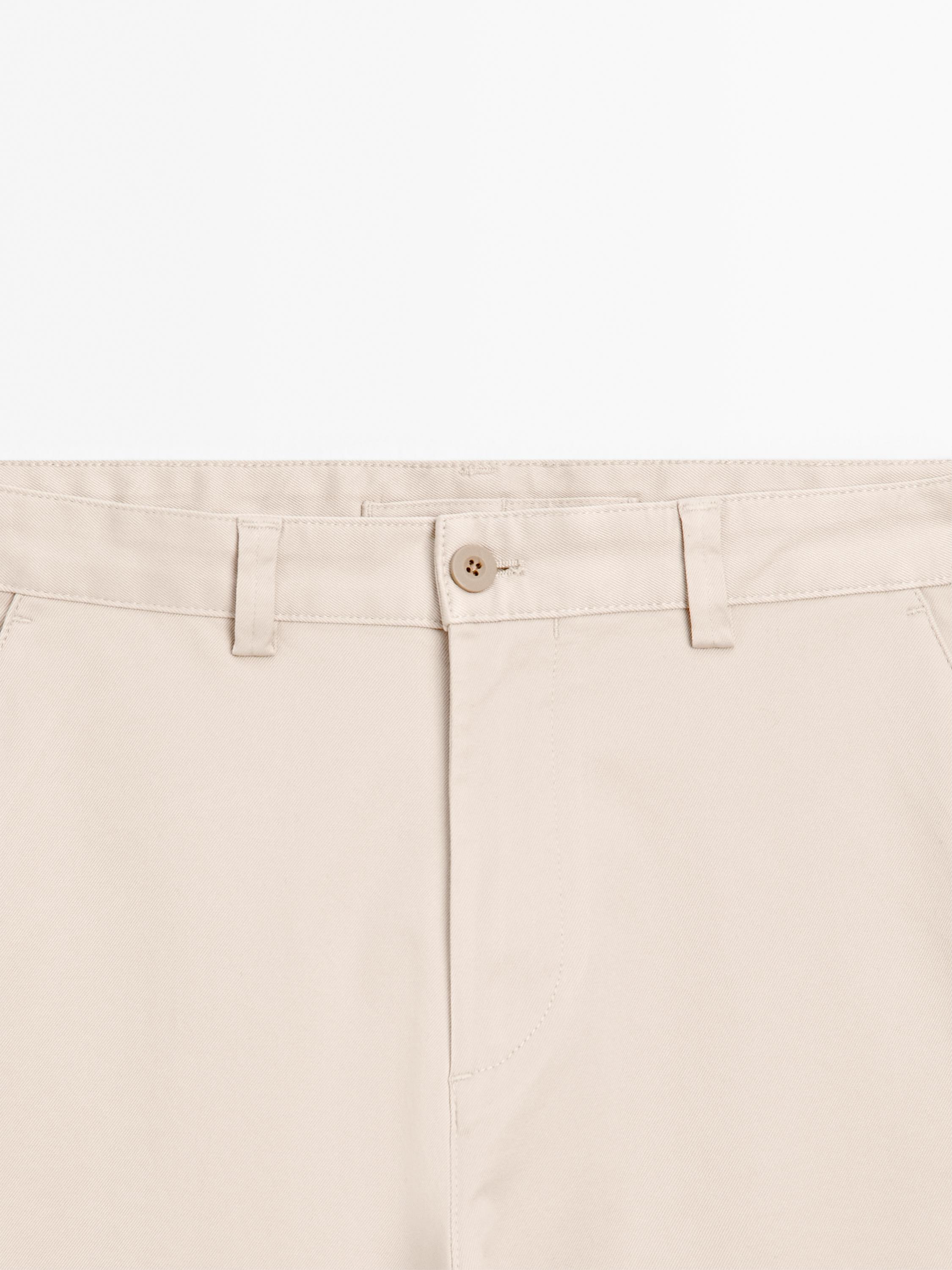 Cotton blend relaxed fit cropped trousers