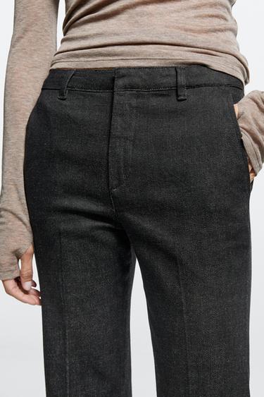 Mid-waist cropped flare fit jeans — BLACK 8