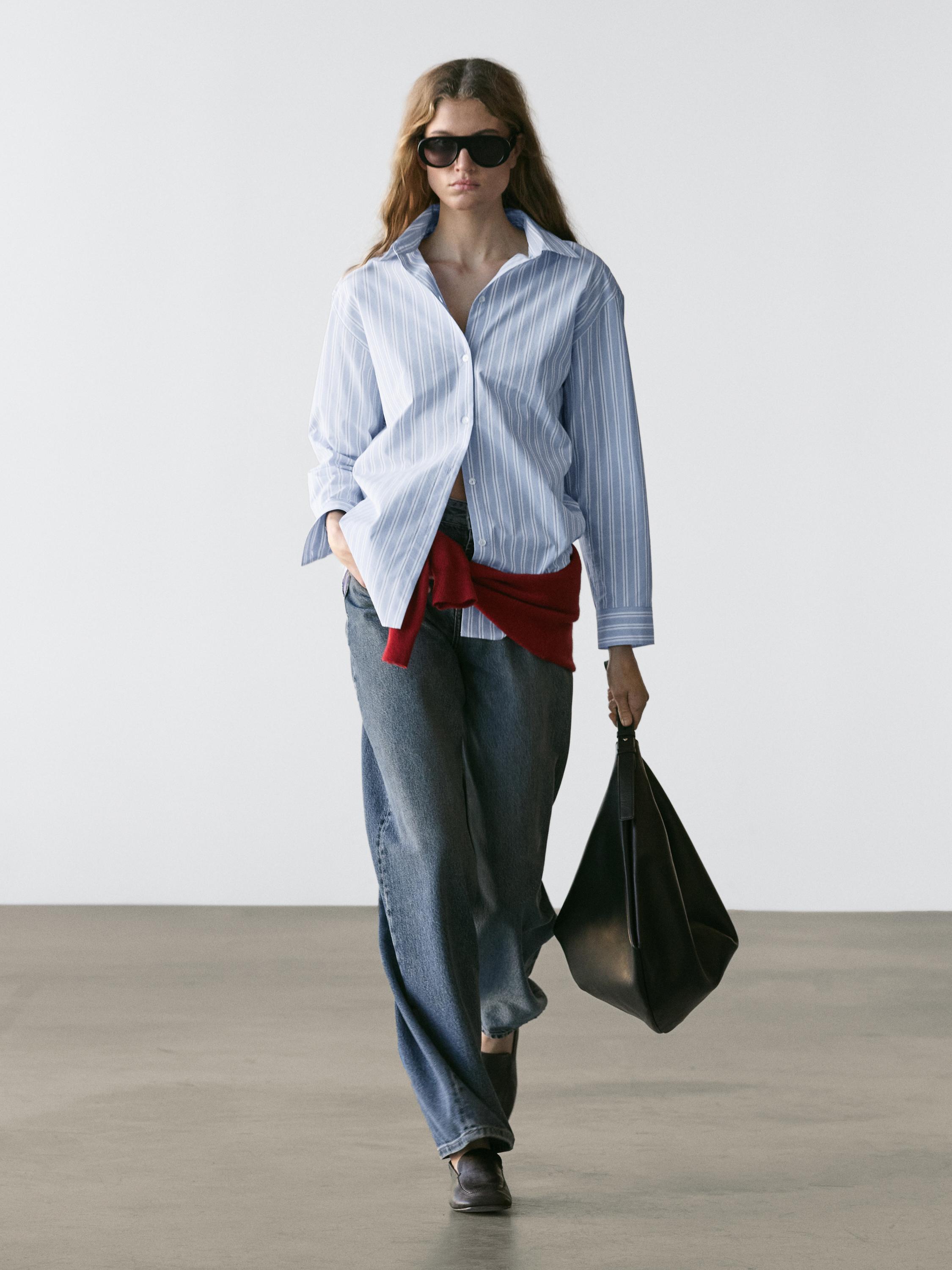 100% cotton striped shirt — BLUE