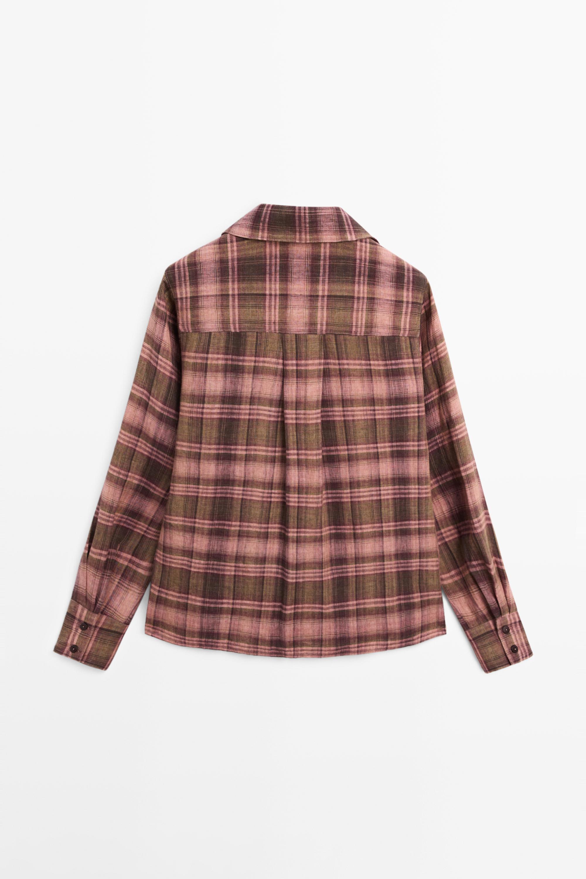 Flowing 100% linen check shirt — 0-978