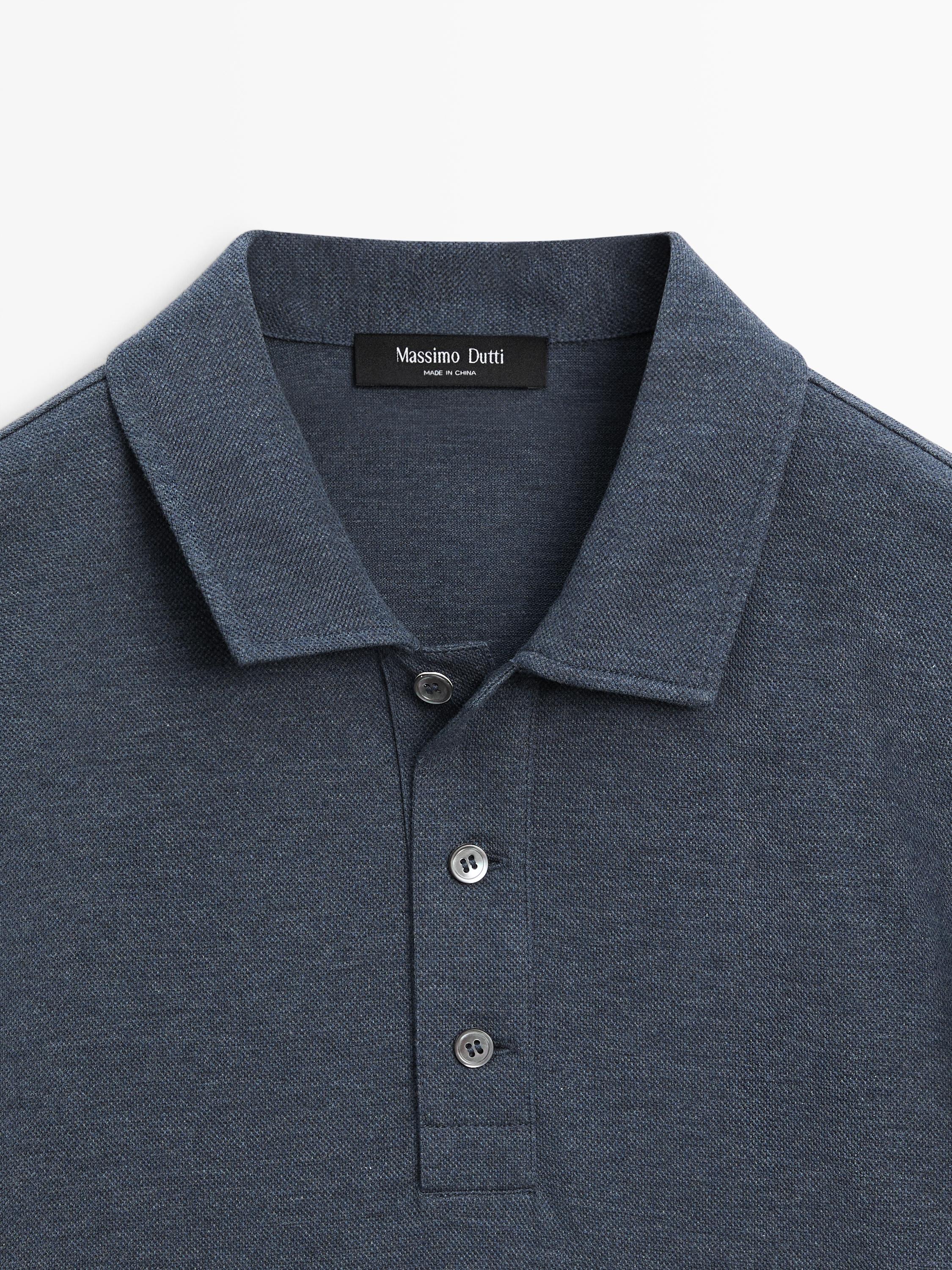 Short sleeve cotton polo shirt — INDIGO