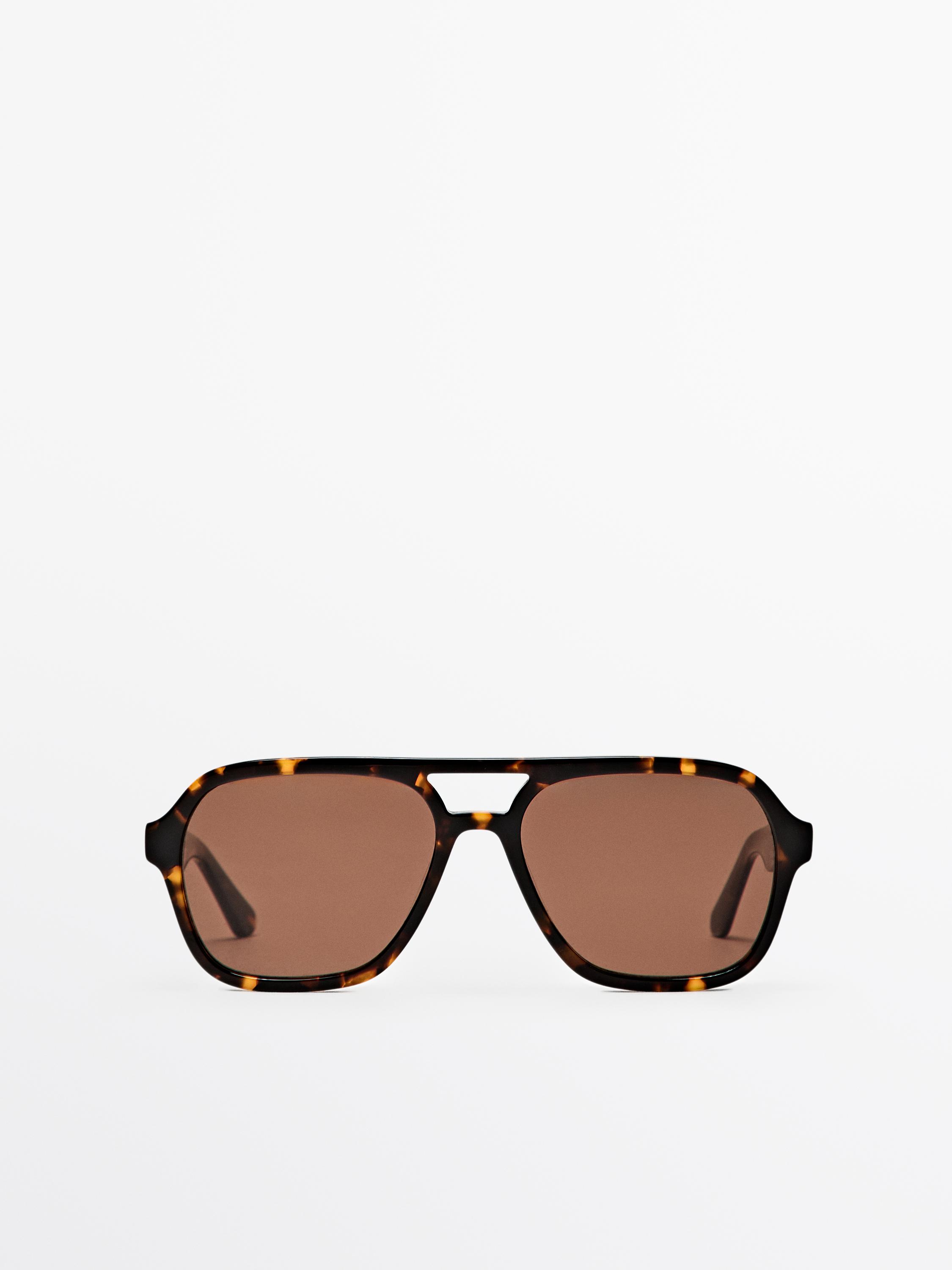 Tortoiseshell-effect aviator sunglasses