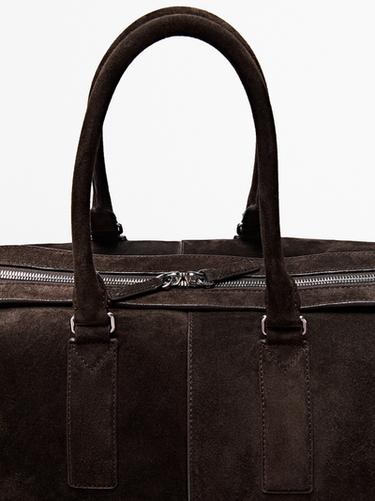 Suede leather travel bag — BROWN 3