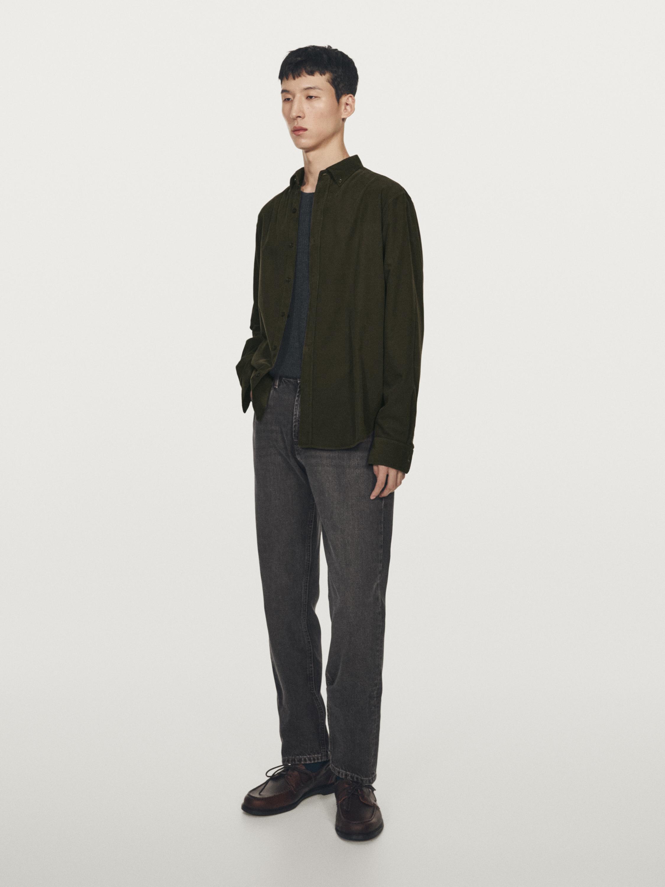 Regular fit needlecord shirt