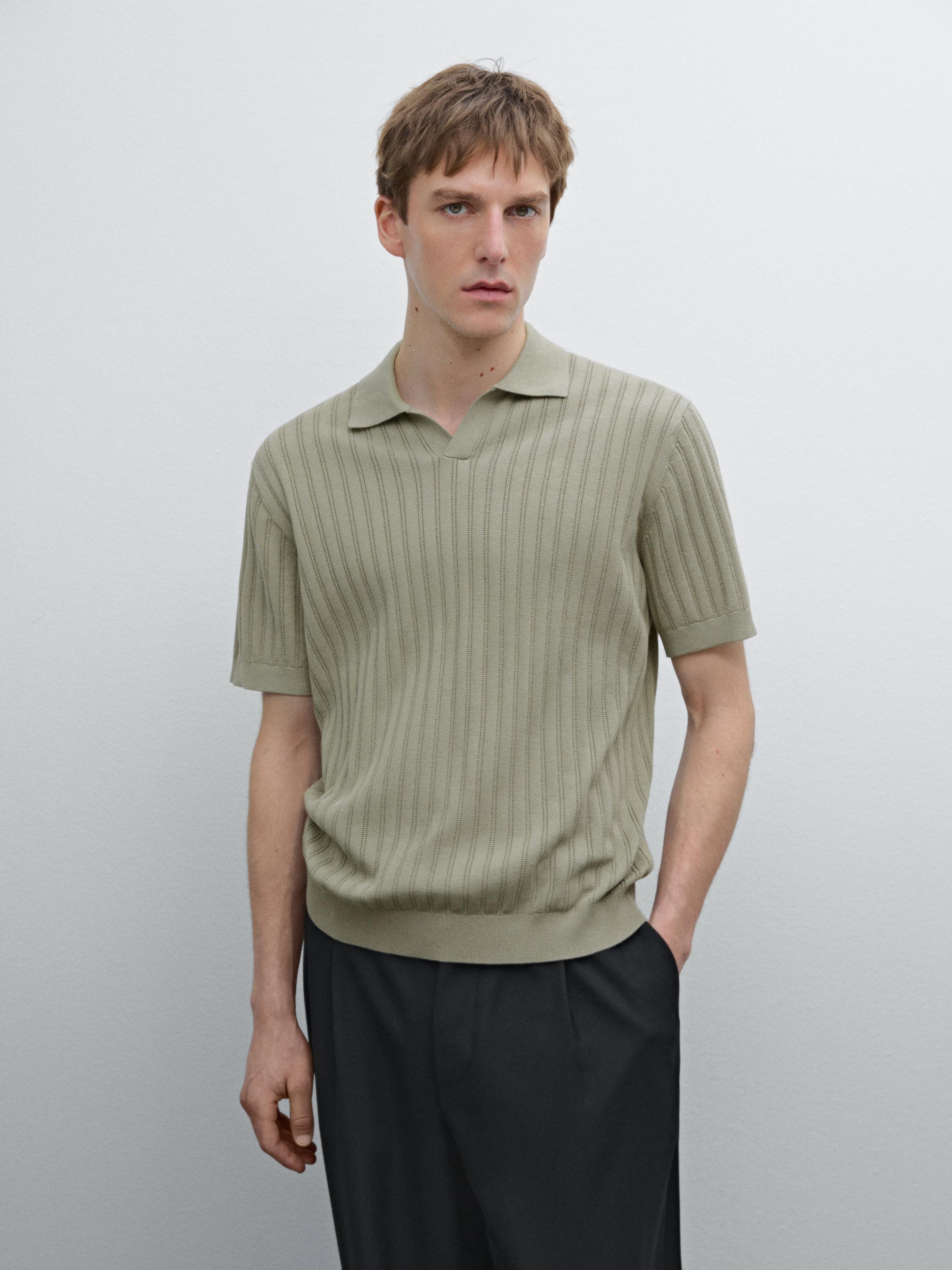 Pull en maille 100 % coton à col polo