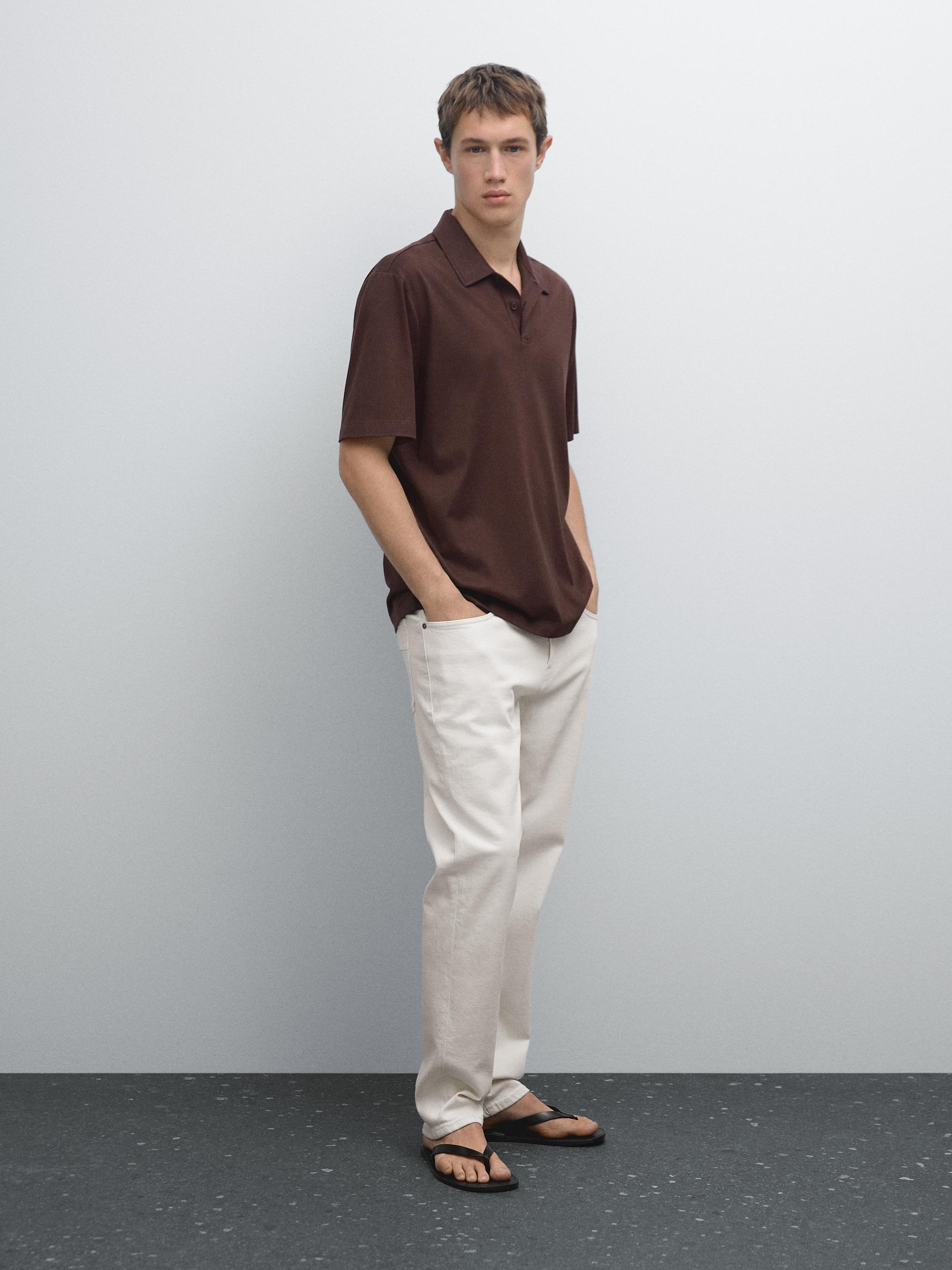 Slim fit cotton blend polo shirt