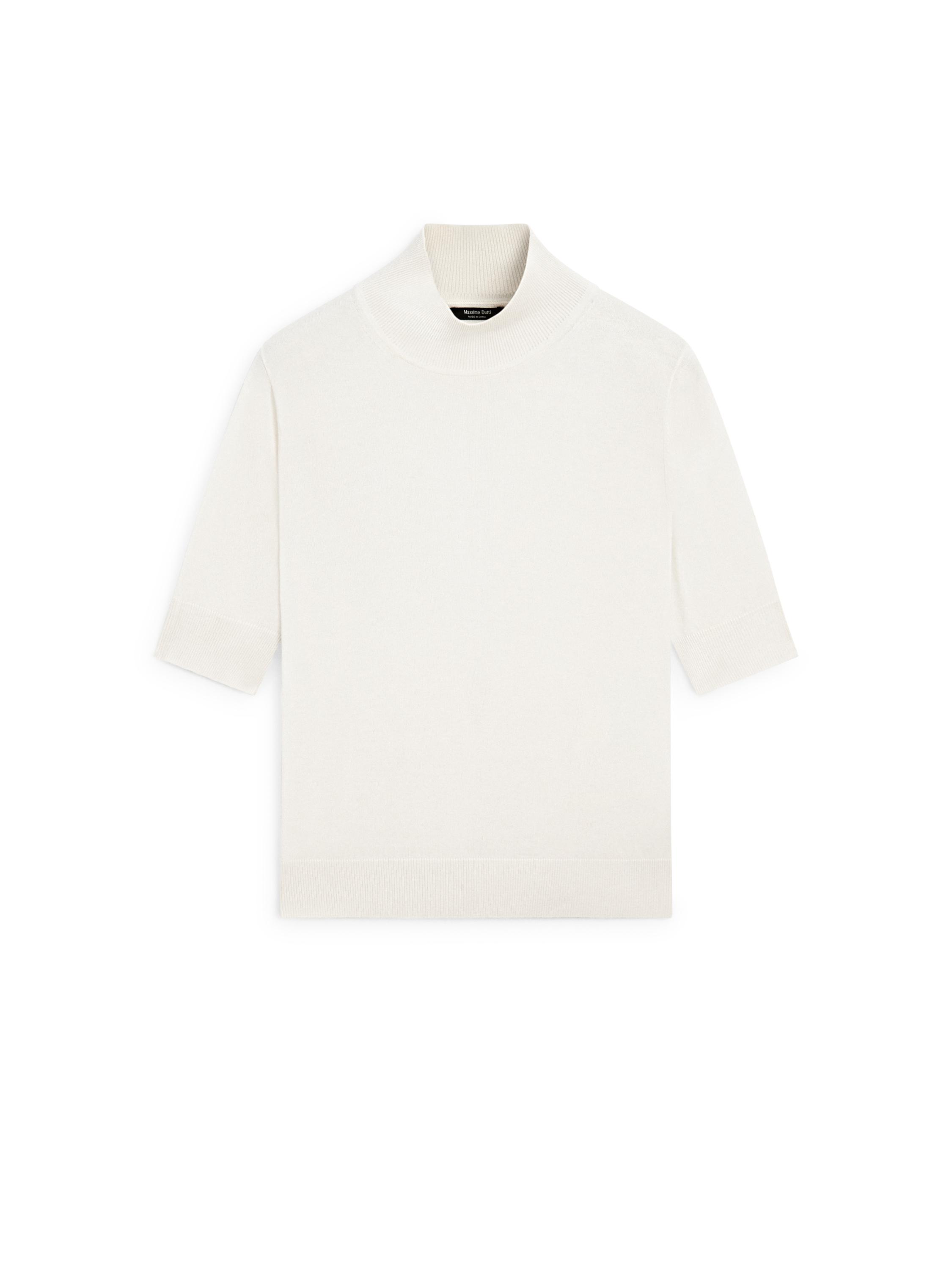 Silk blend knit sweater with back detail - STUDIO — IVORY