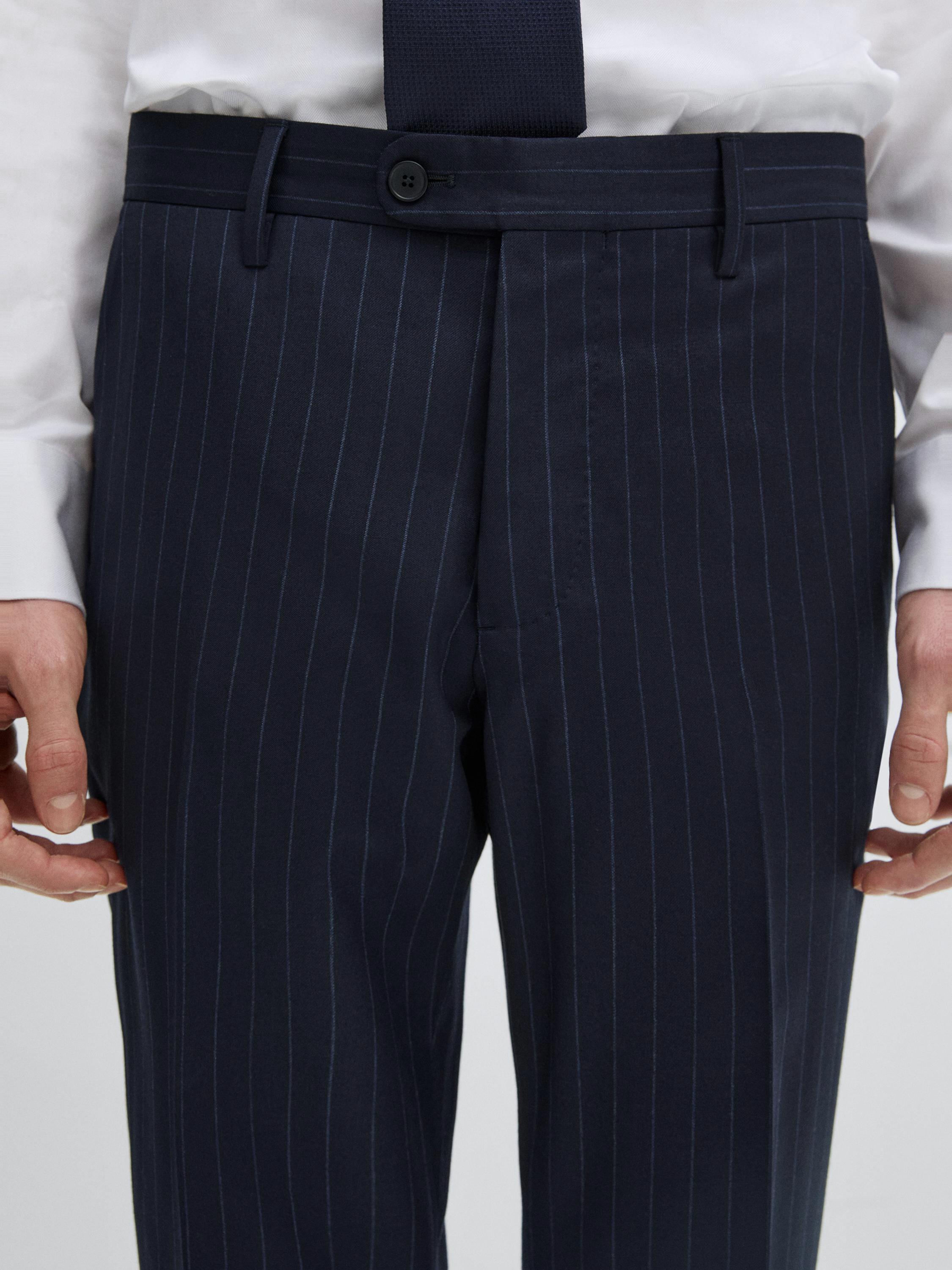 100% wool striped suit trousers