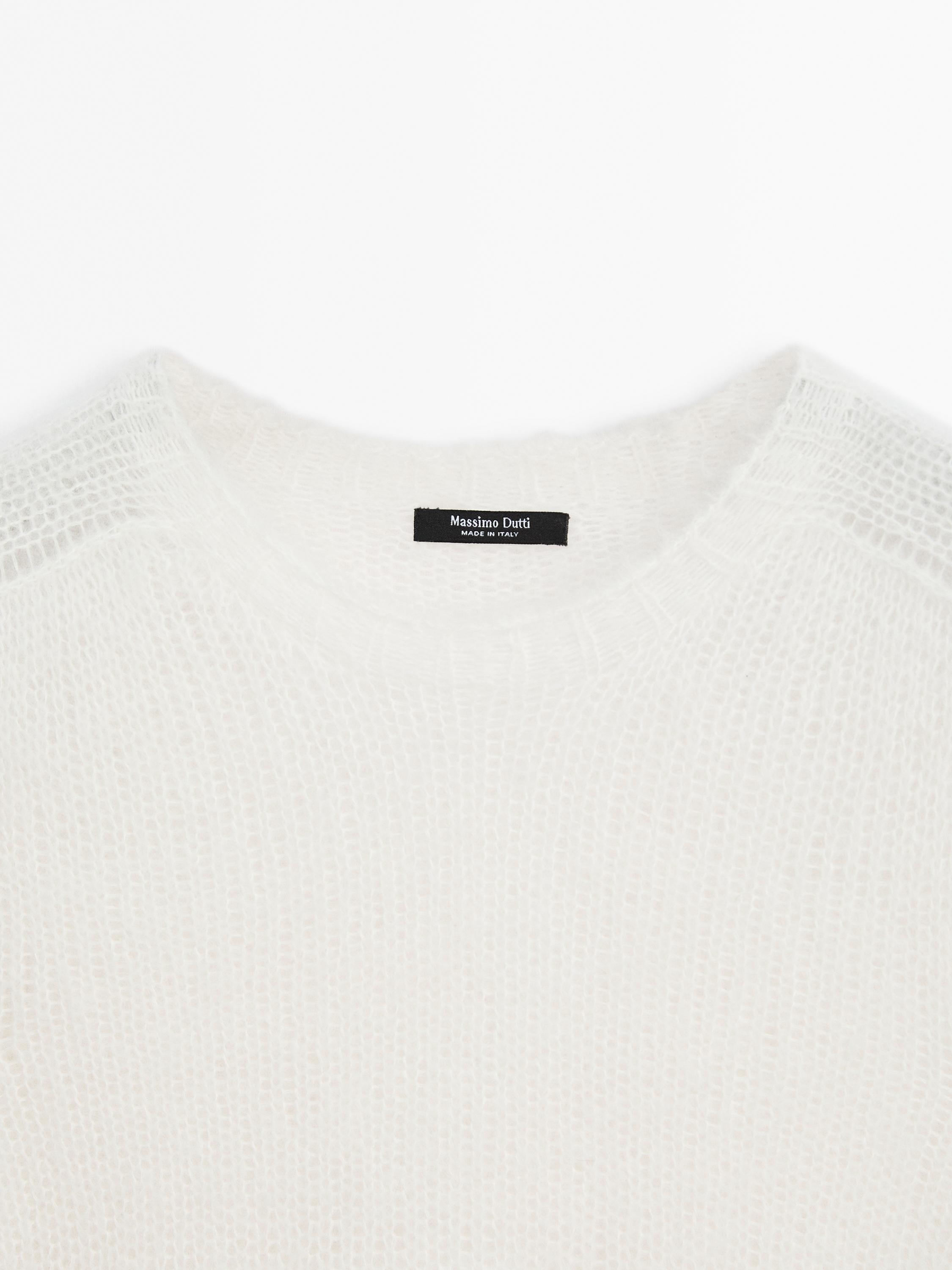 Short sleeve knit alpaca blend sweater
