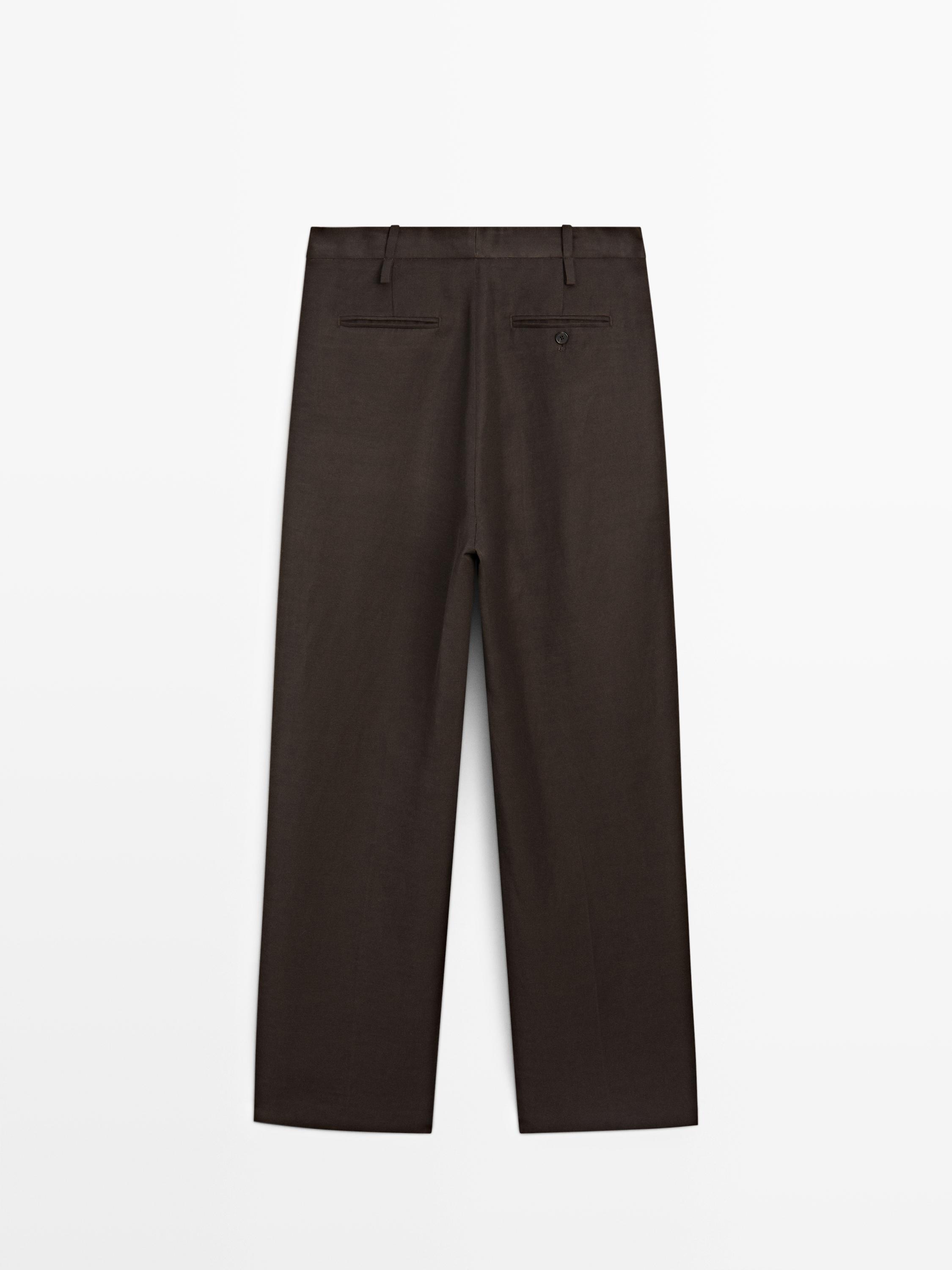 Darted trousers with belt loops - STUDIO — BROWN