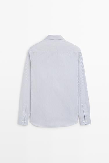 100% cotton regular fit striped shirt — SKY BLUE 6